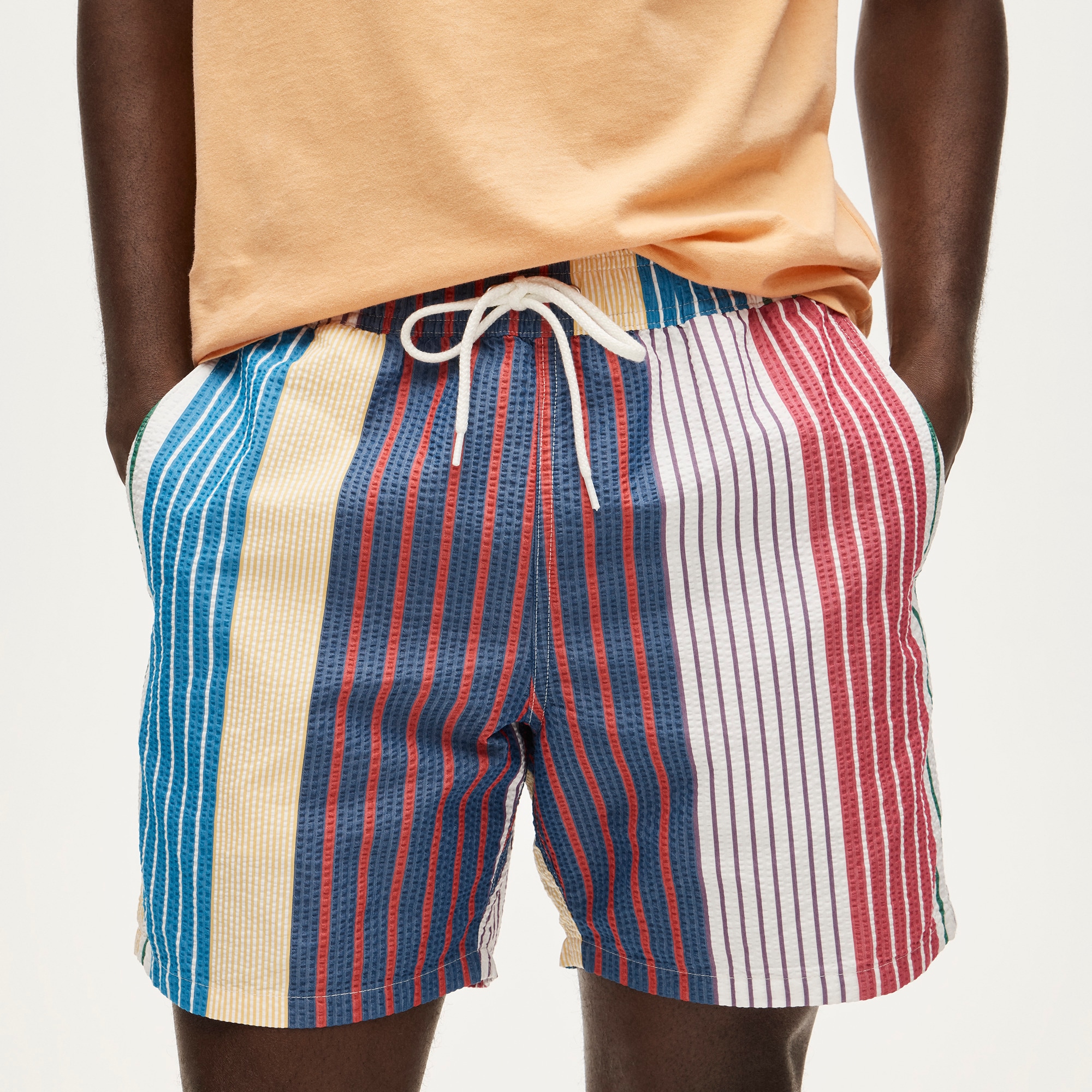 6" swim trunk in seersucker