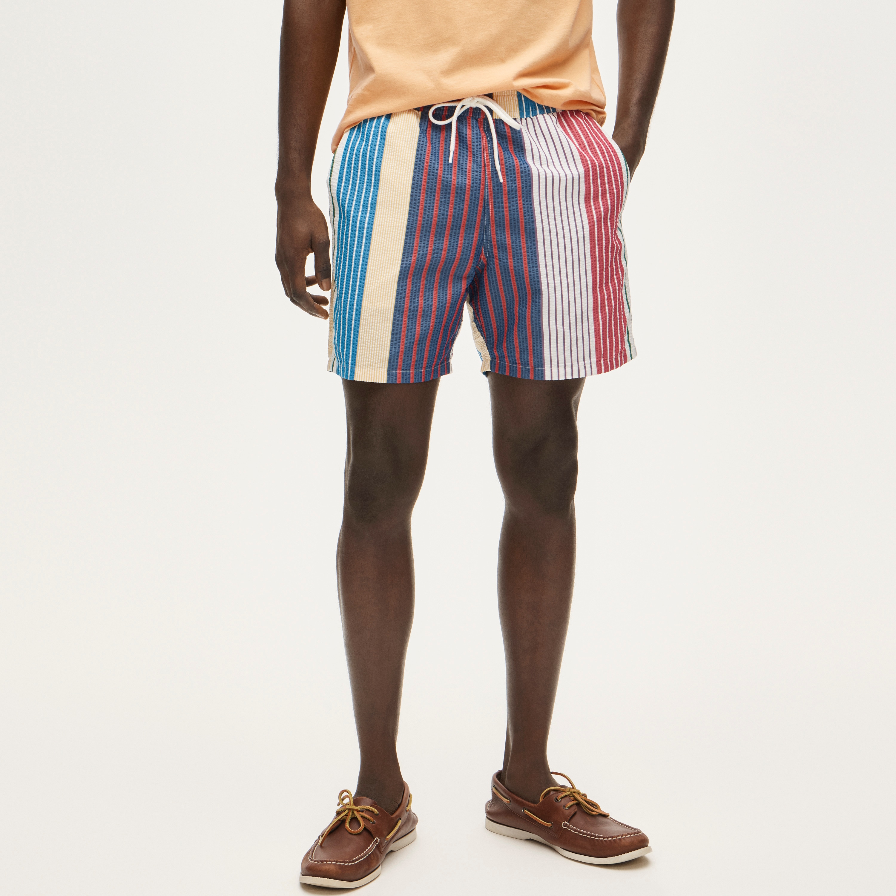 6" swim trunk in seersucker