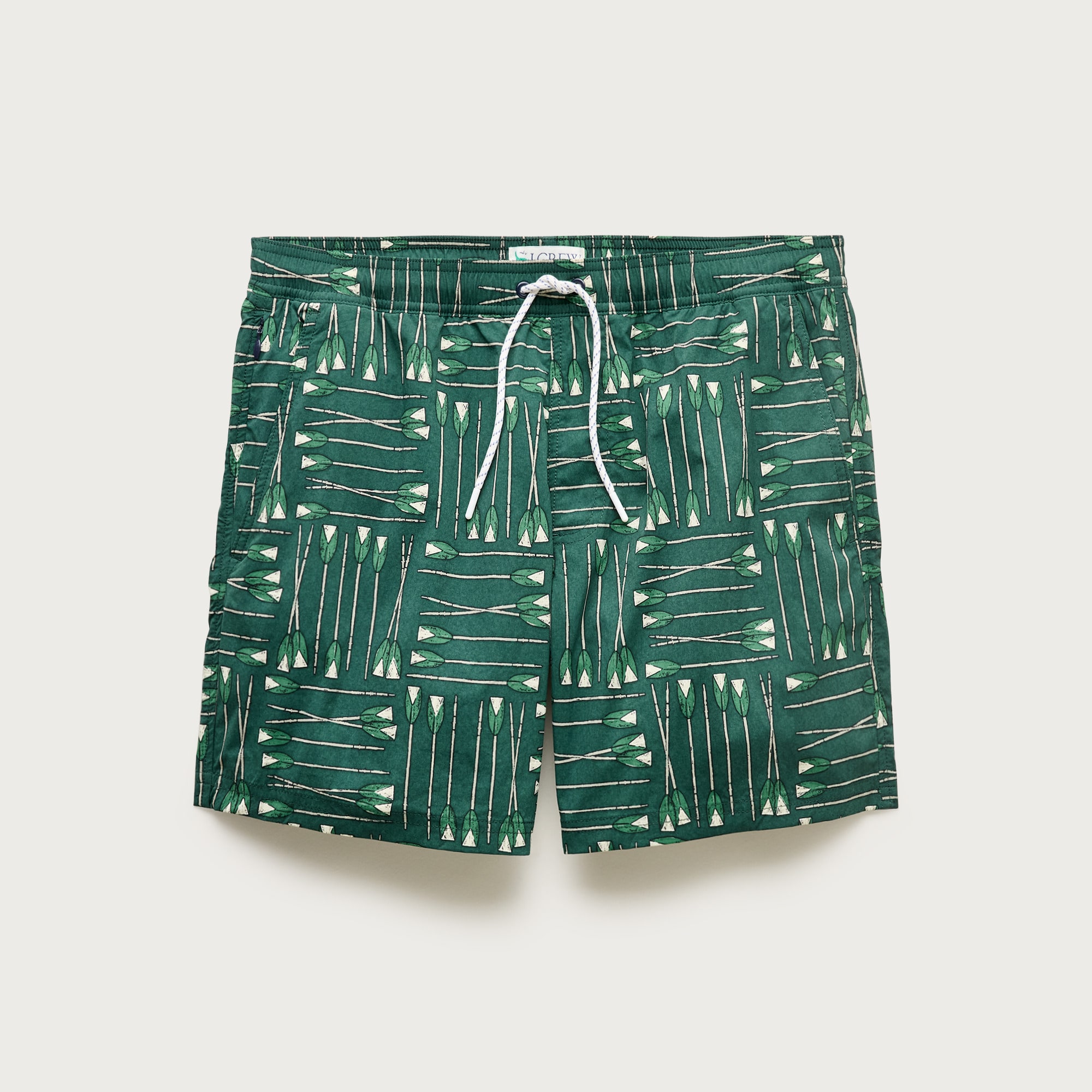 6" stretch swim trunk in oar print from J.Crew - $98