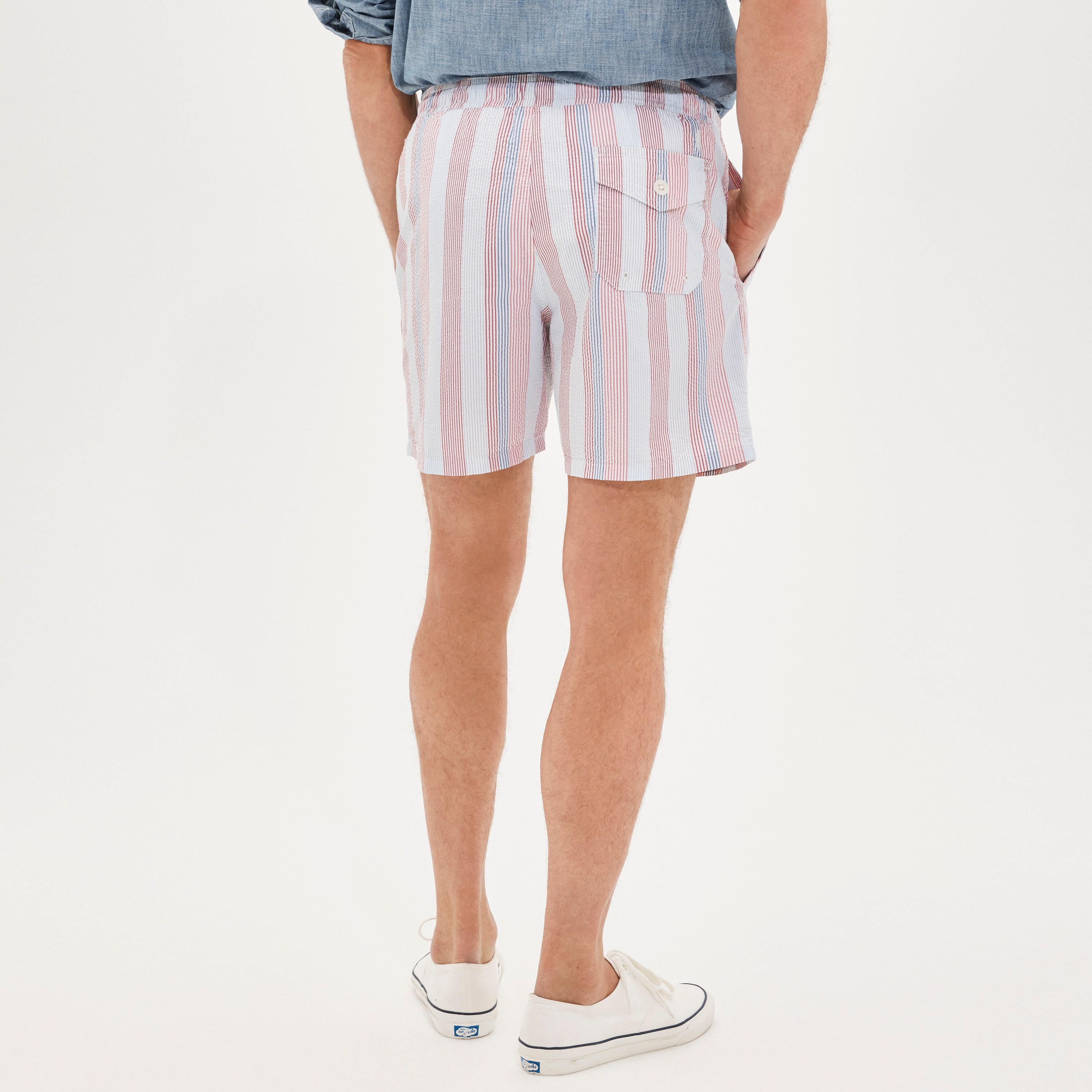 6" swim trunk in seersucker