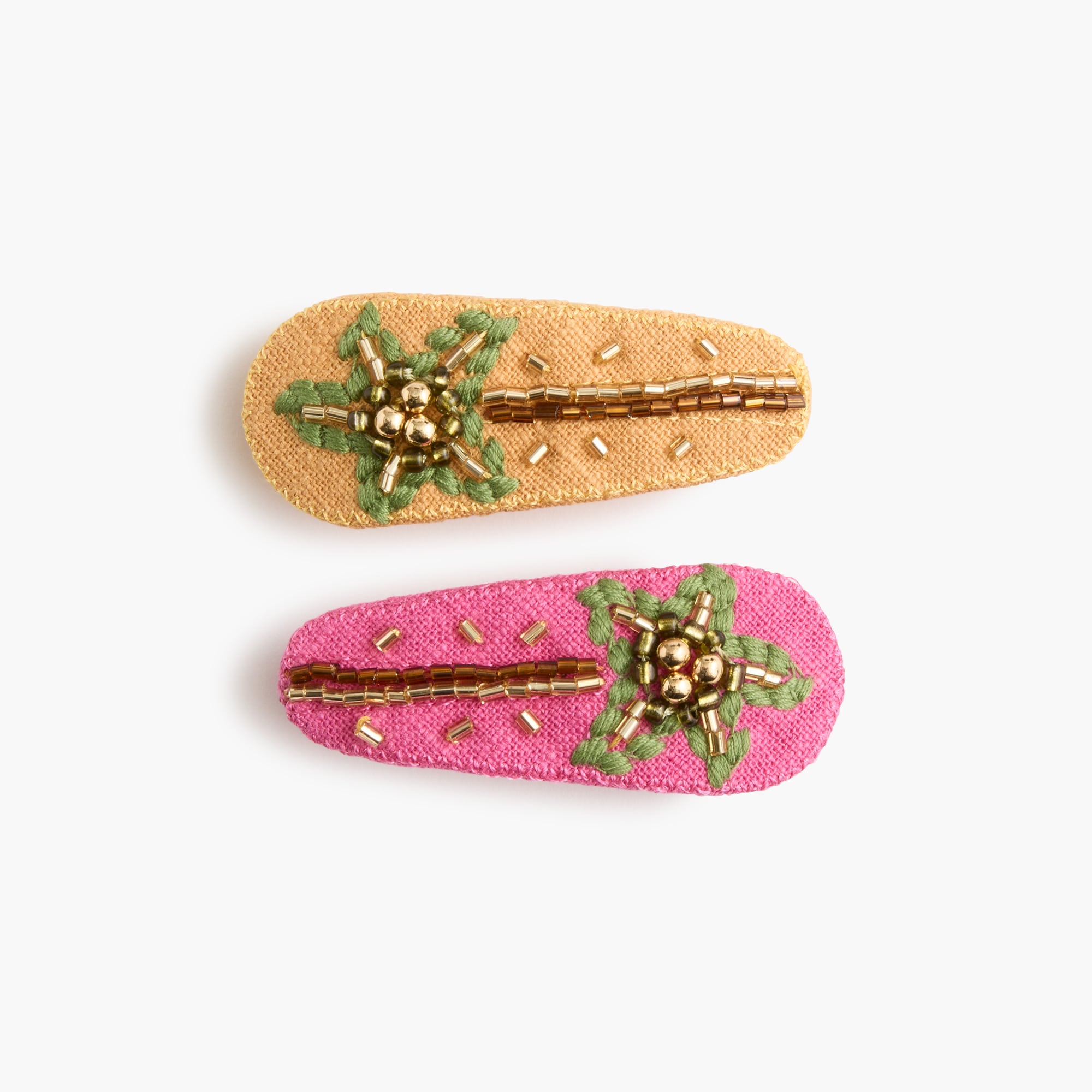 Beaded palm tree barrettes two-pack
