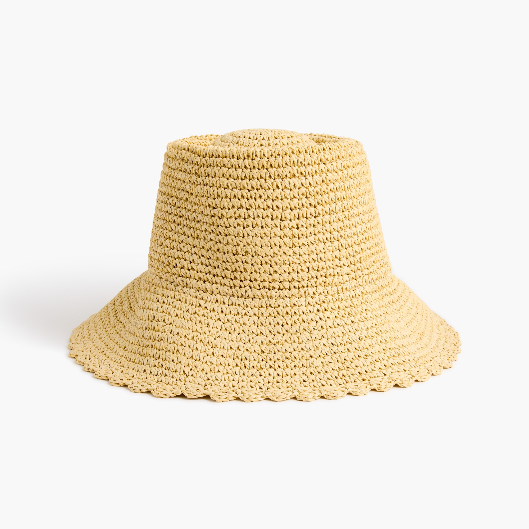 Woven scallop-trim bucket hat
