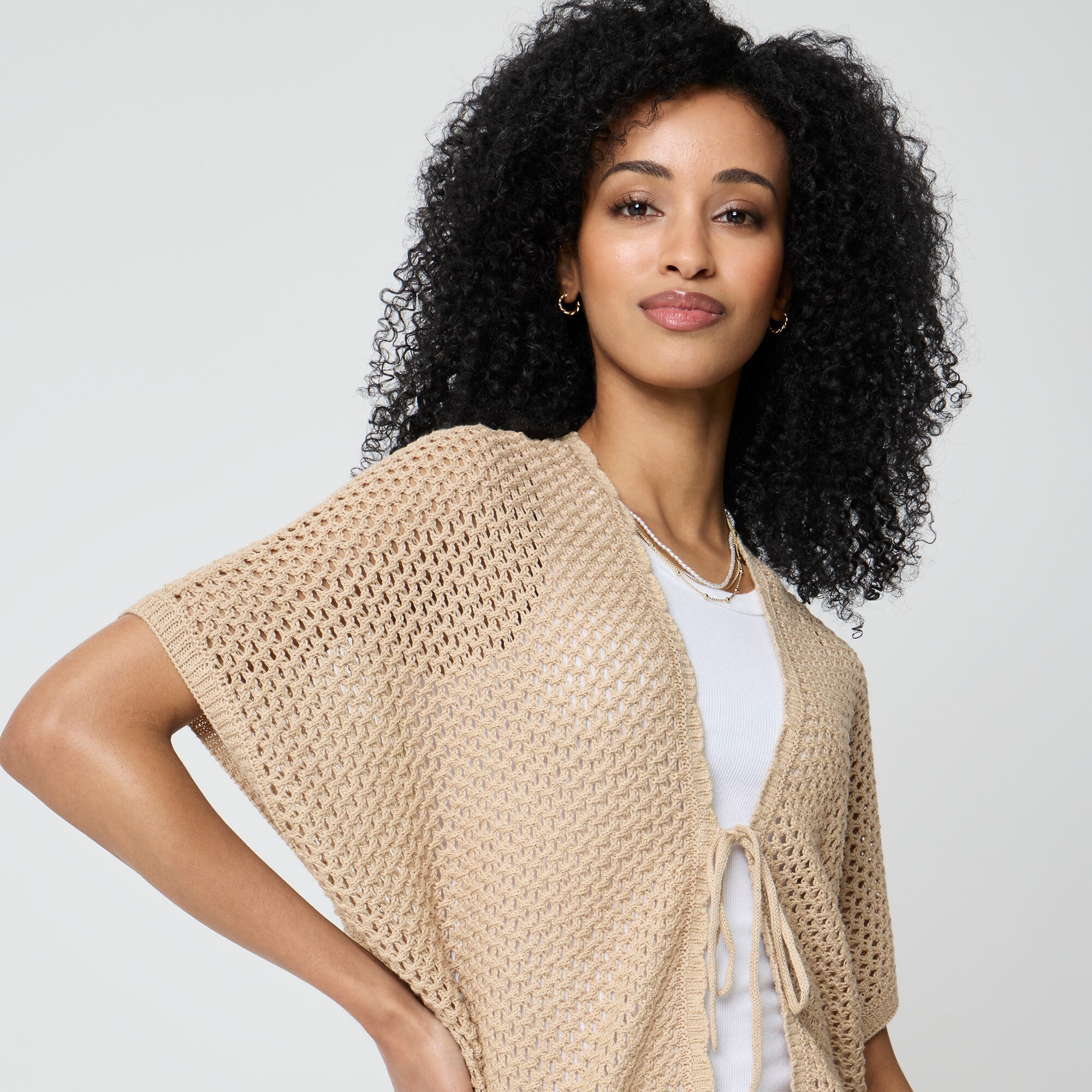 Crochet tie-front beach cover-up