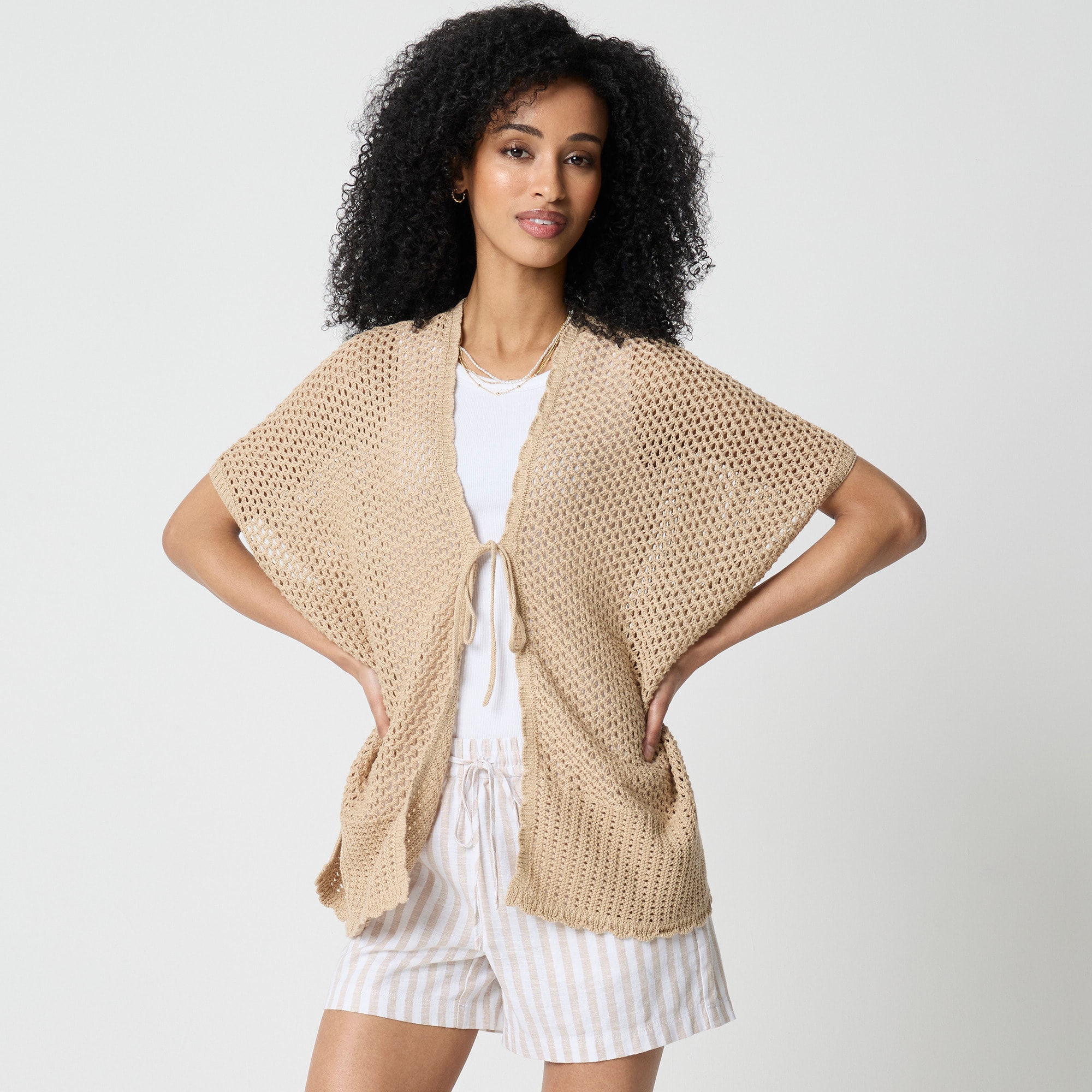 Crochet tie-front beach cover-up