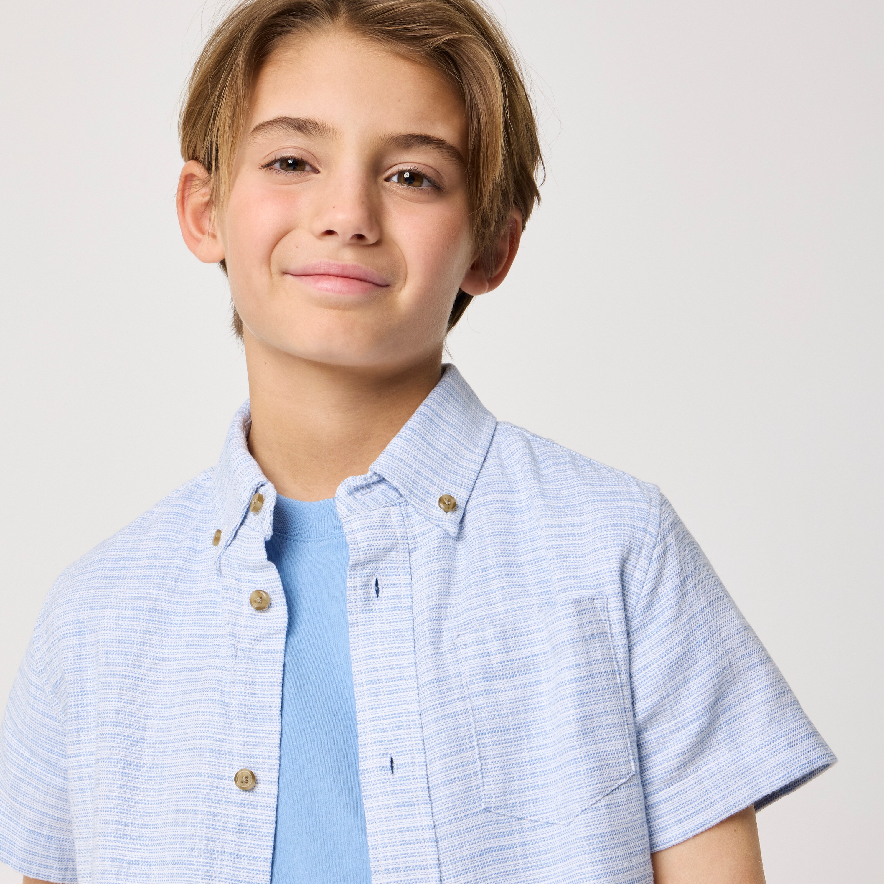 Boys' short-sleeve dobby shirt