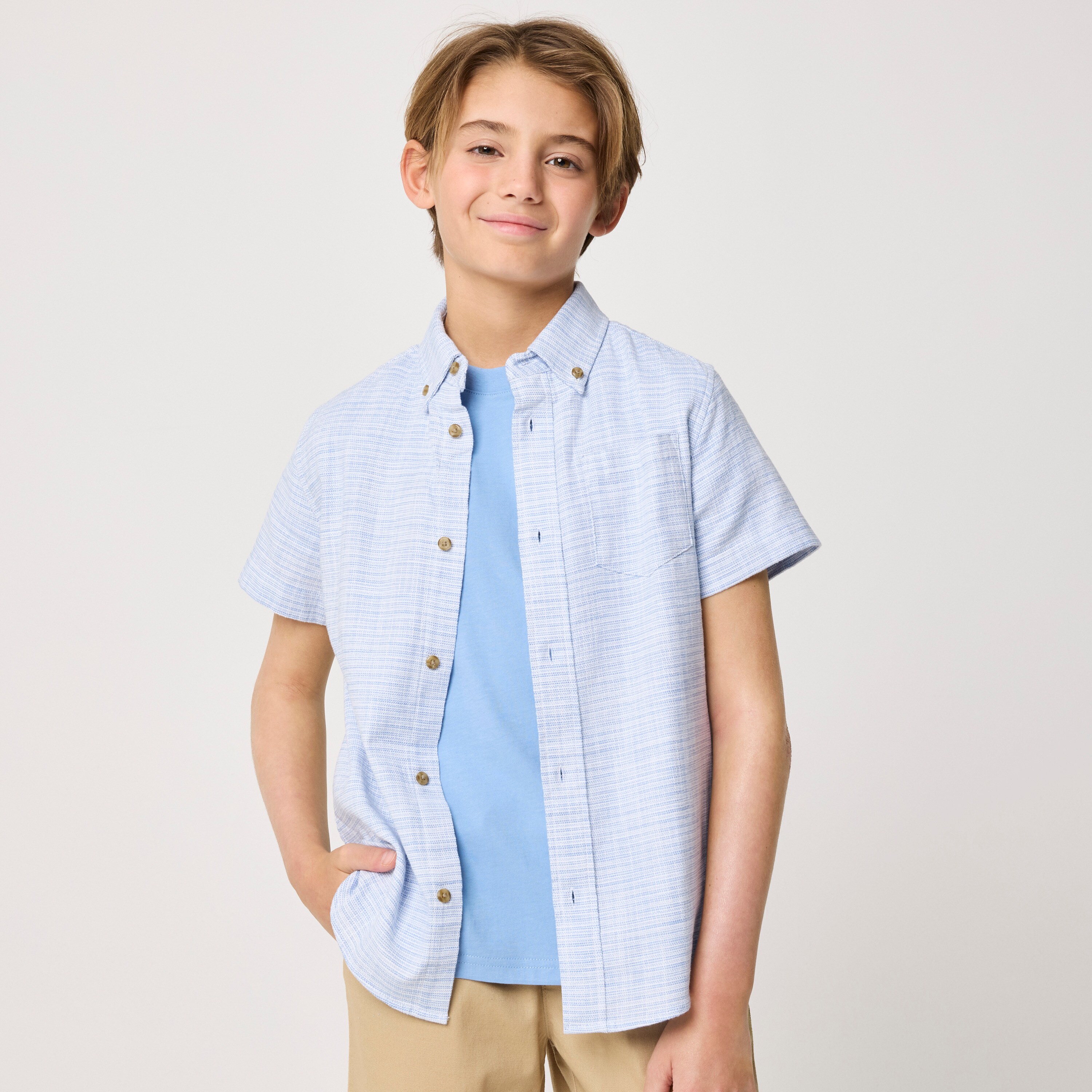 Boys' short-sleeve dobby shirt