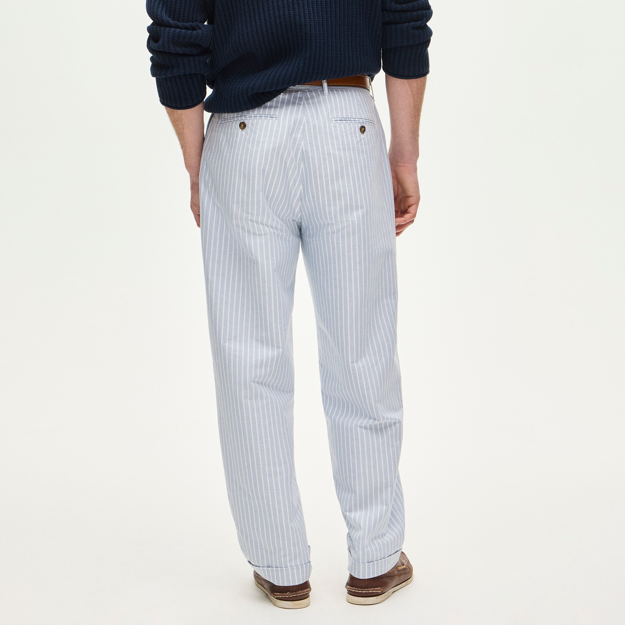 Relaxed-fit Double-pleated Oxford Chino Pant In Stripe For Men | J