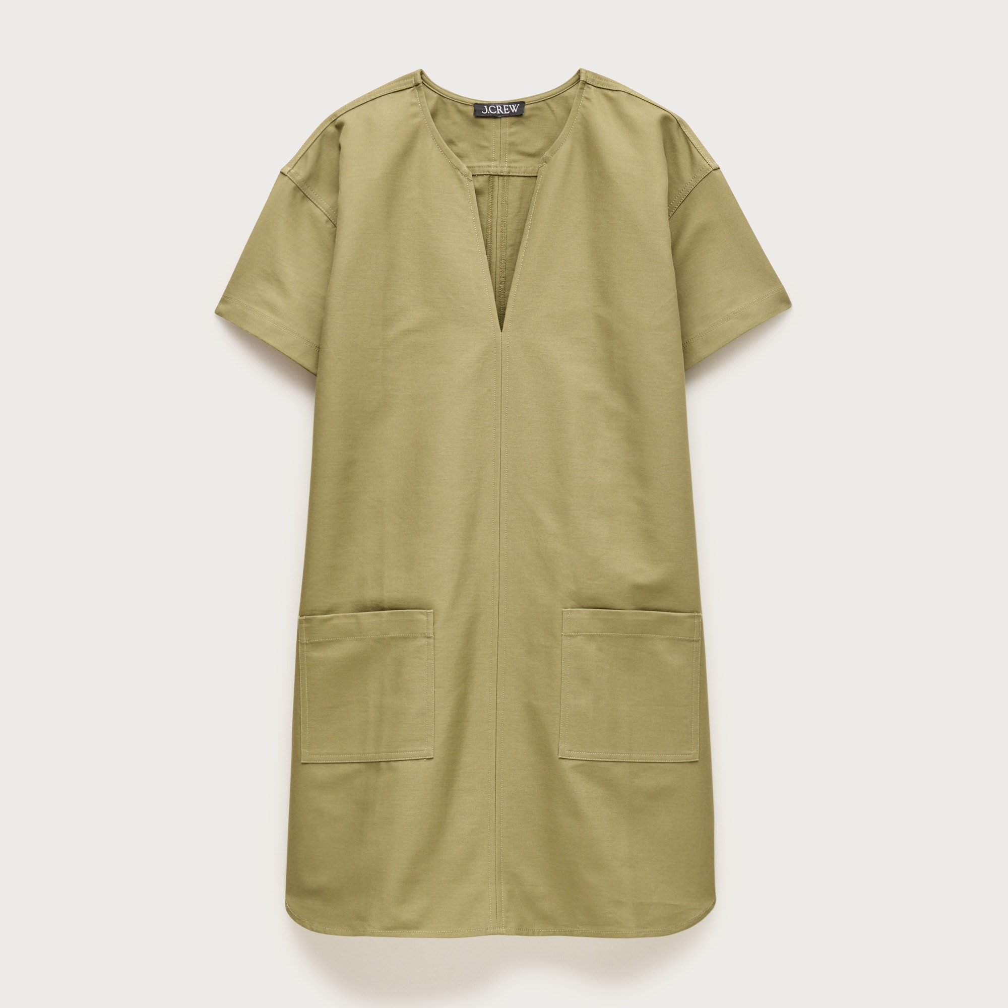 Patch-pocket pullover dress in structured cotton poplin - image 5