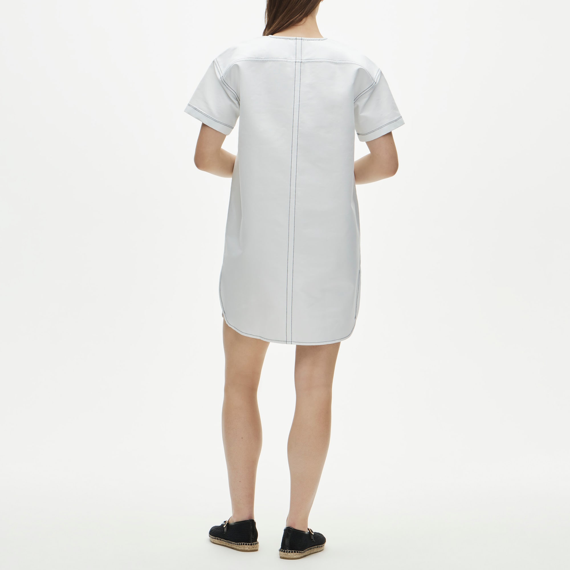 Patch-pocket pullover dress in structured cotton poplin