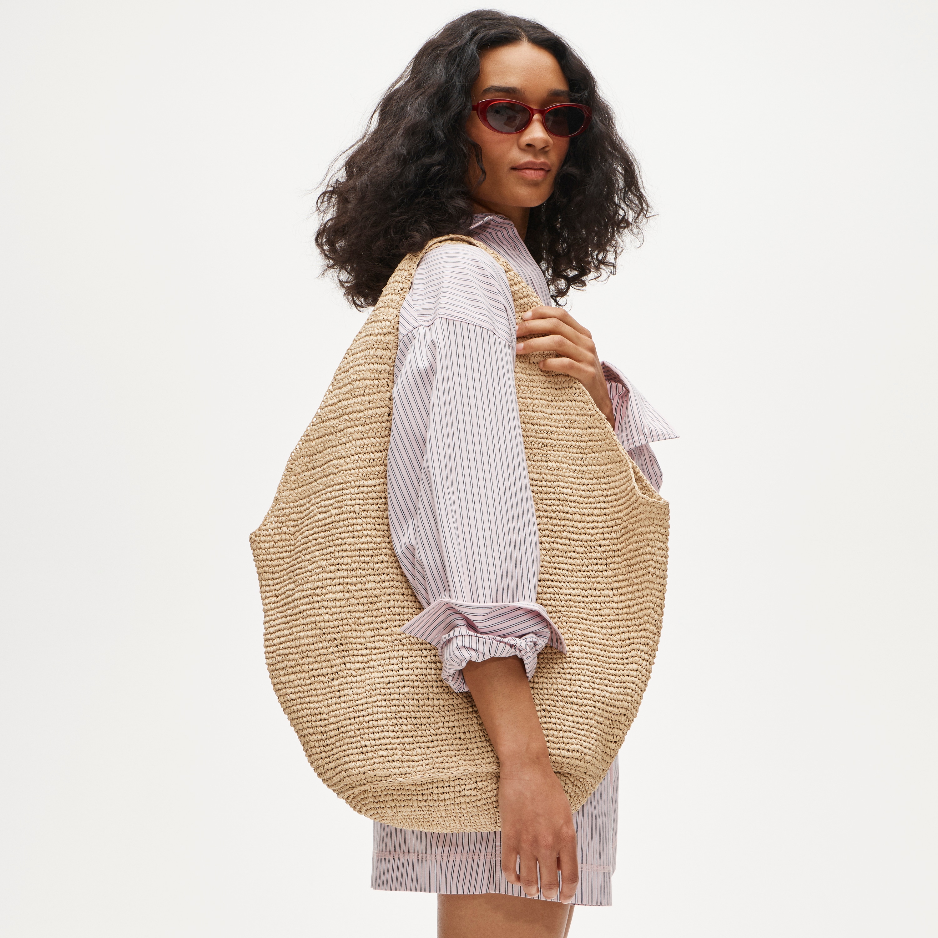 Large handknotted straw tote