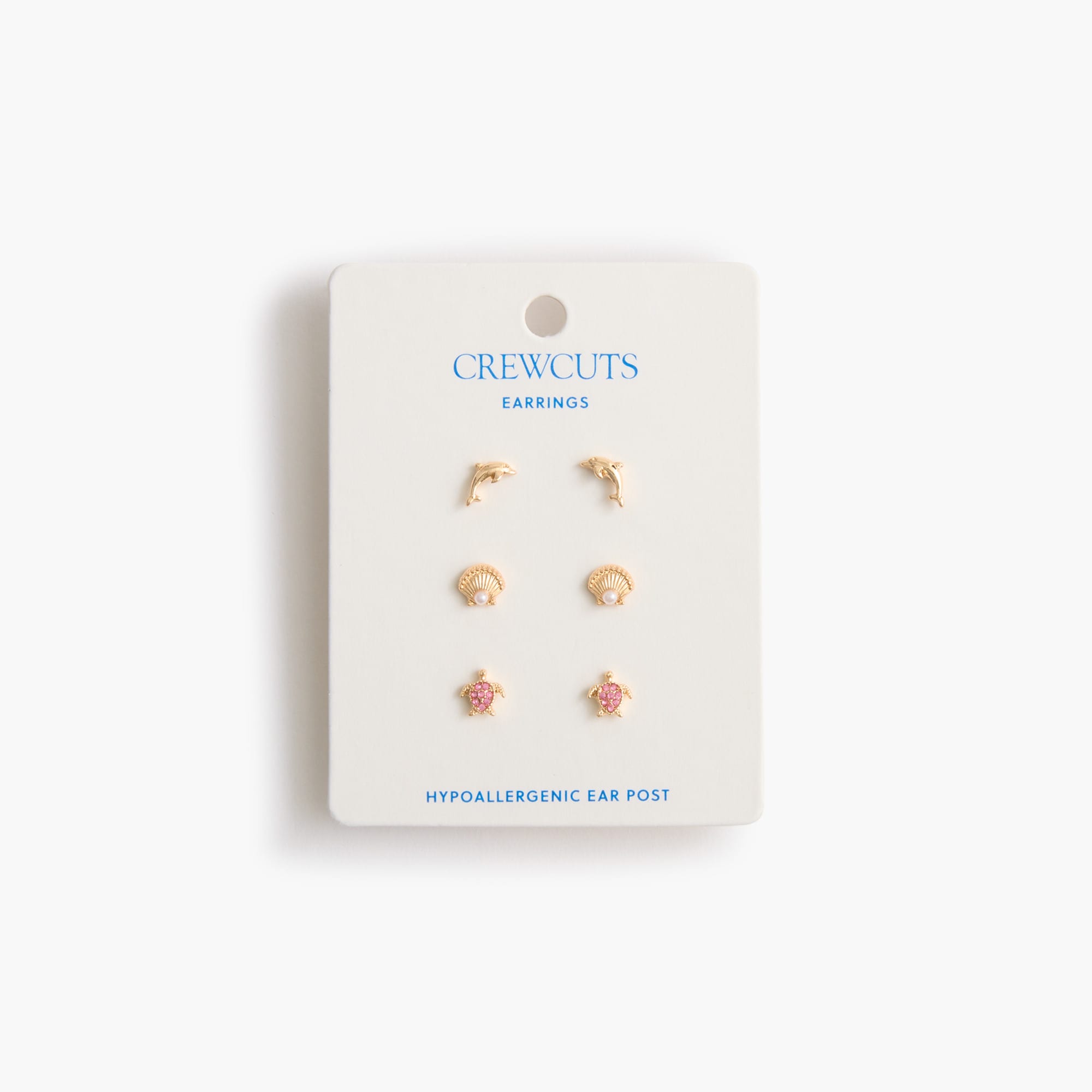 Girls' sea critter stud earrings set-of-three