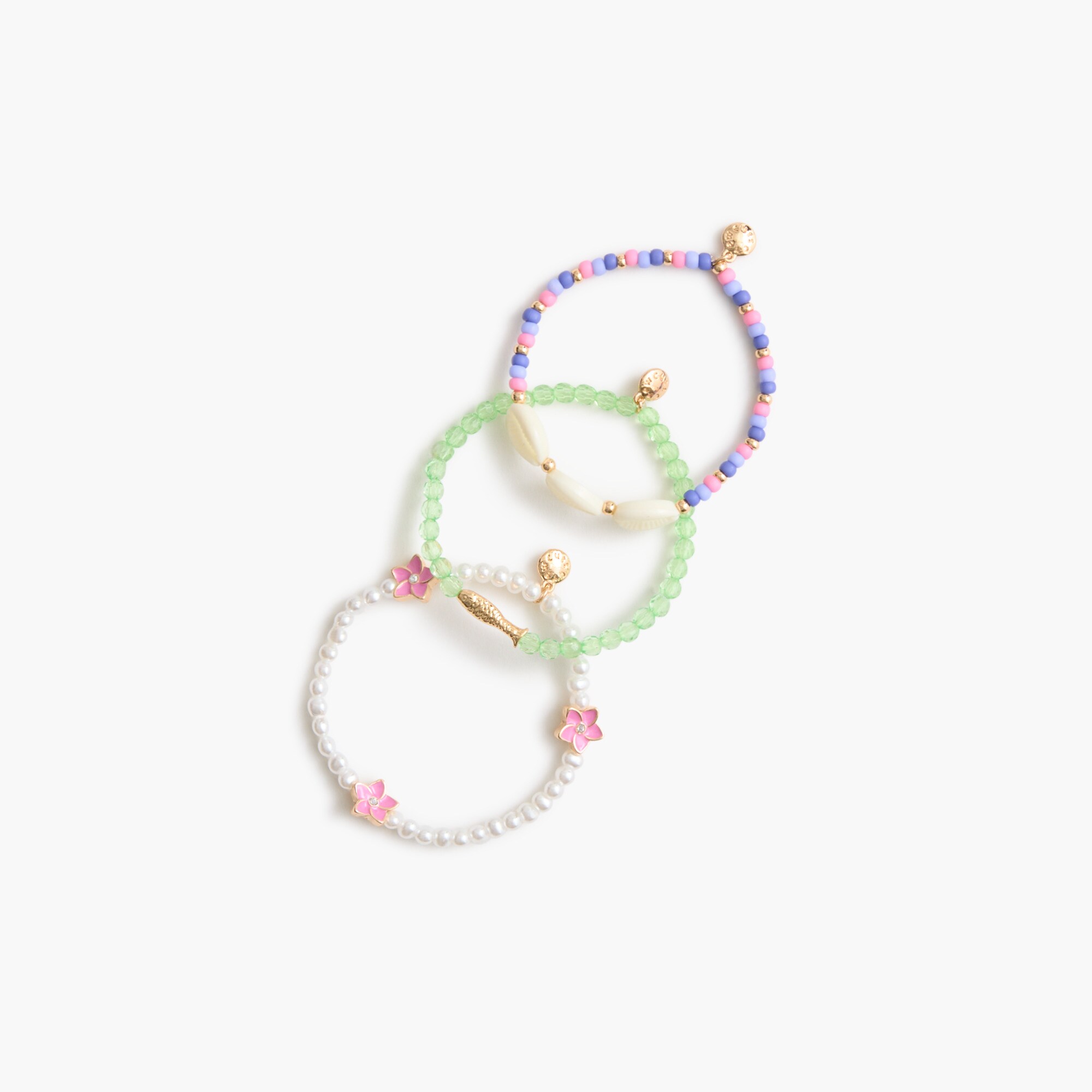 Girls' beaded summer bracelets set-of-three