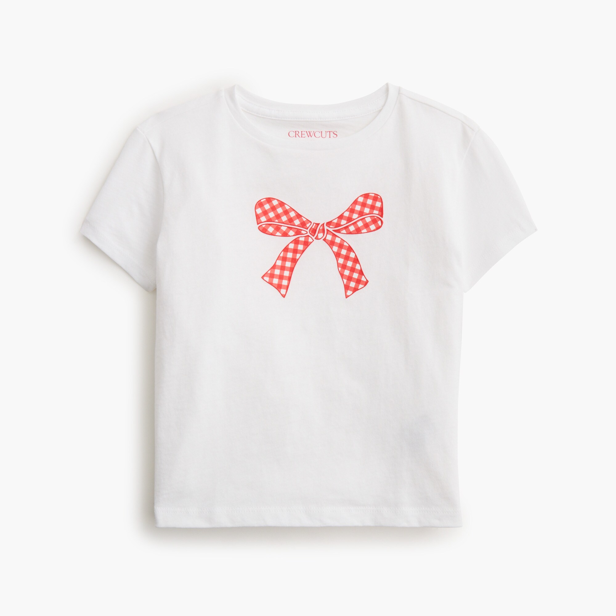 Girls' gingham bow graphic tee