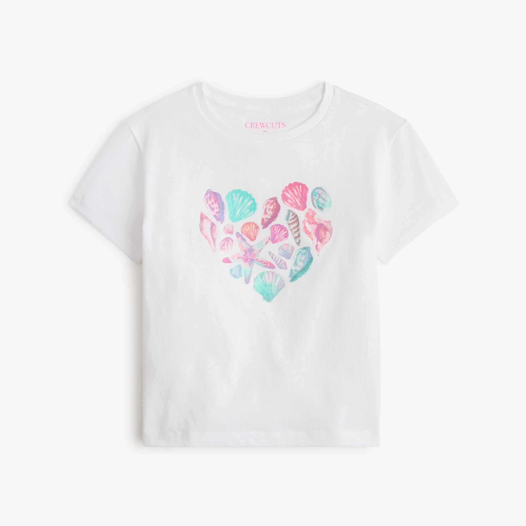 Girls' glitter watercolor shells graphic tee