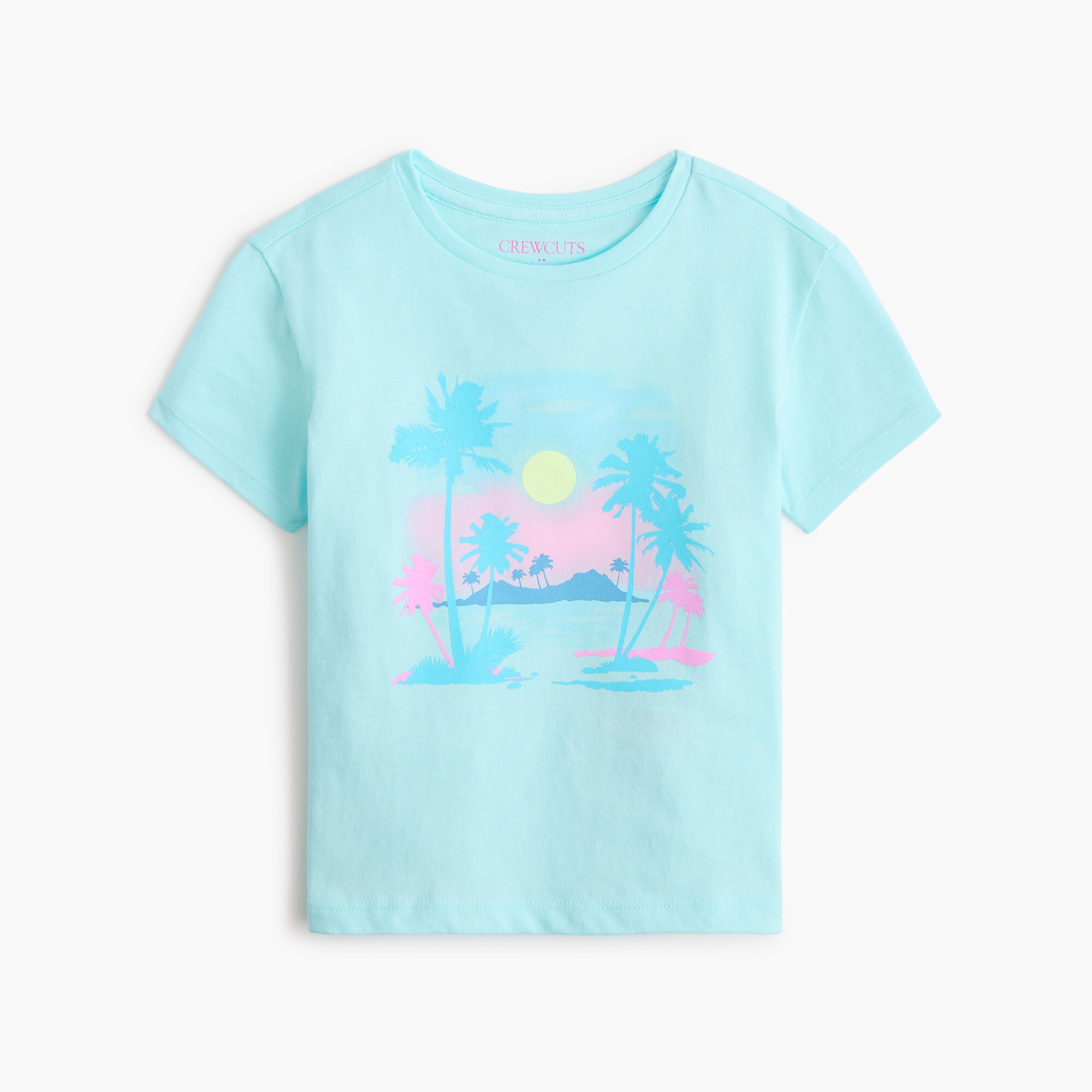 girls' glitter neon palm trees graphic tee for girls