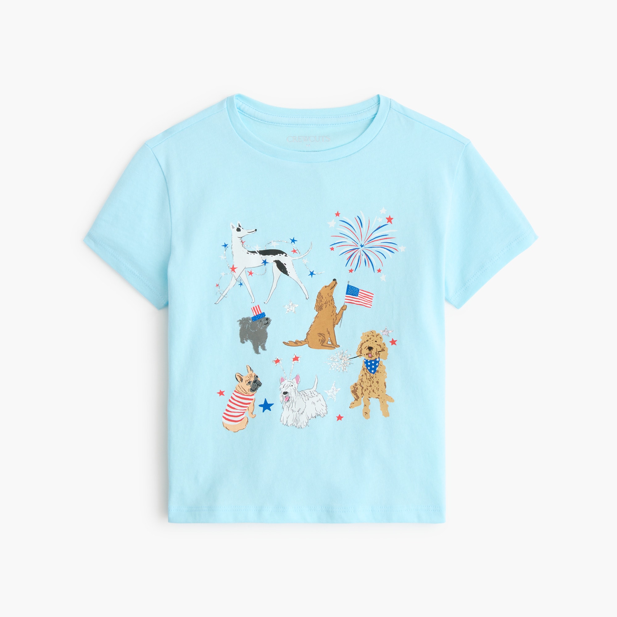 Girls' Fourth of July dogs graphic tee