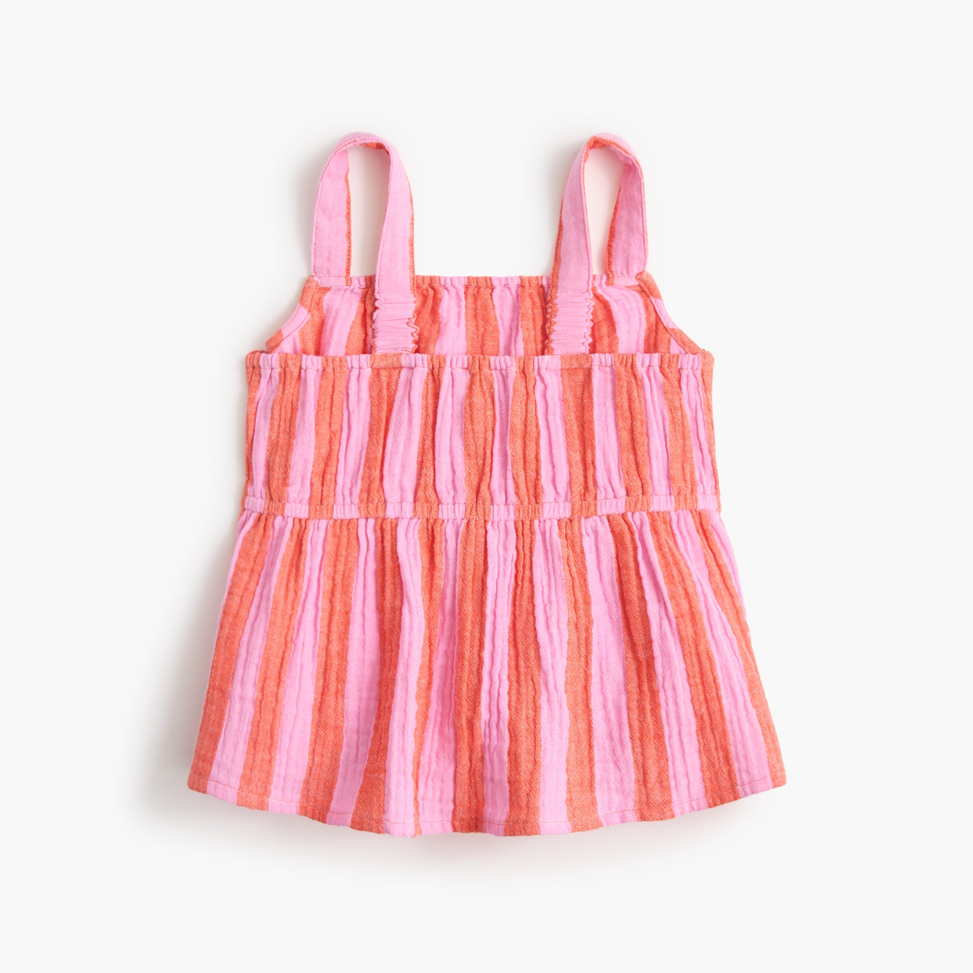 Girls' striped gauze peplum tank top