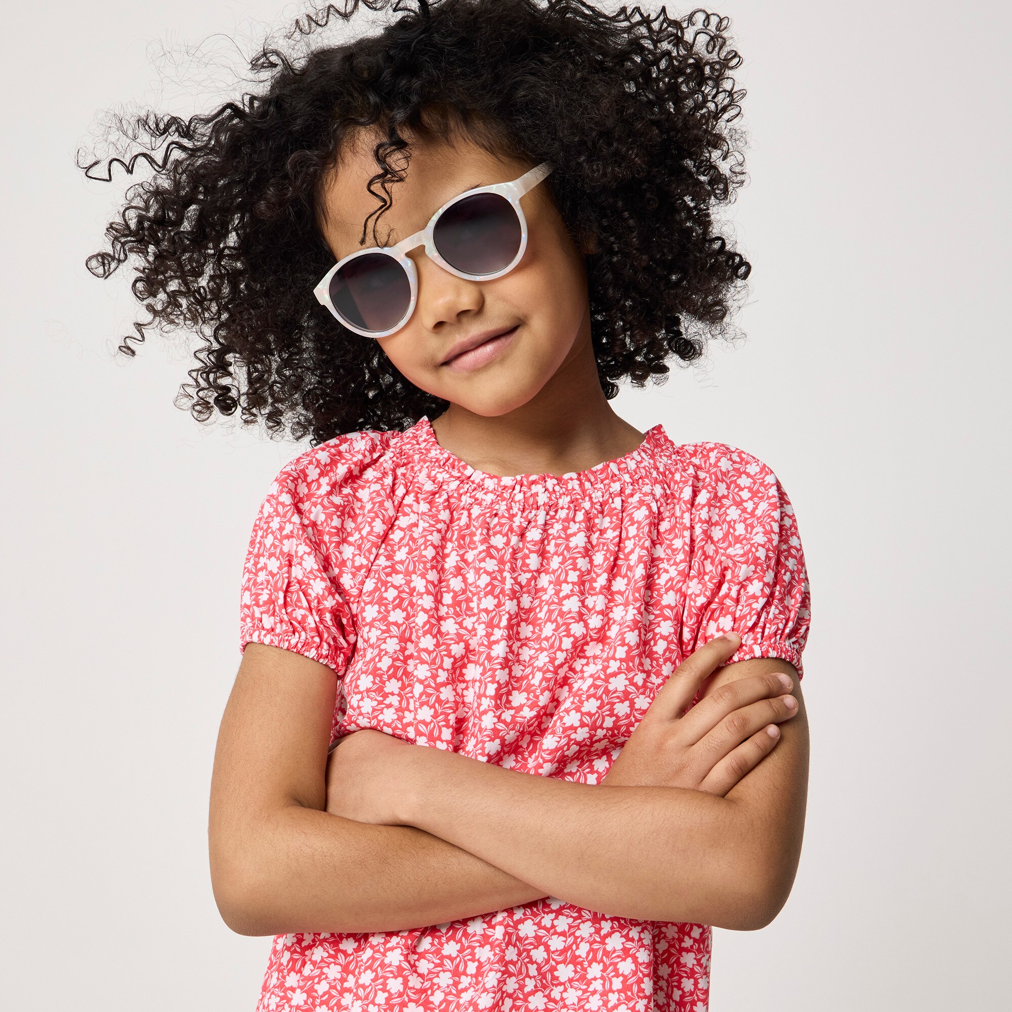 Girls' puff-sleeve top