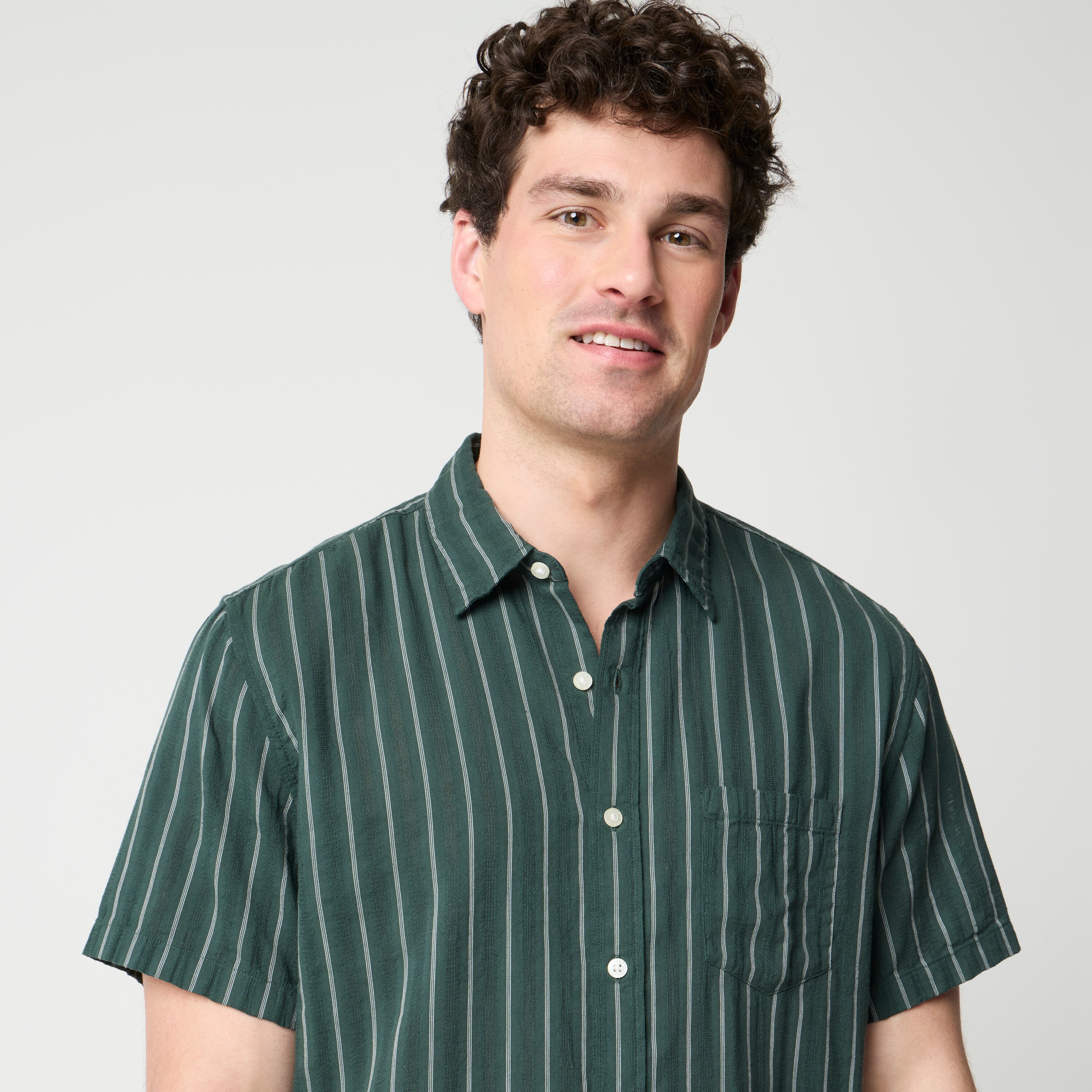 Short-sleeve striped dobby shirt