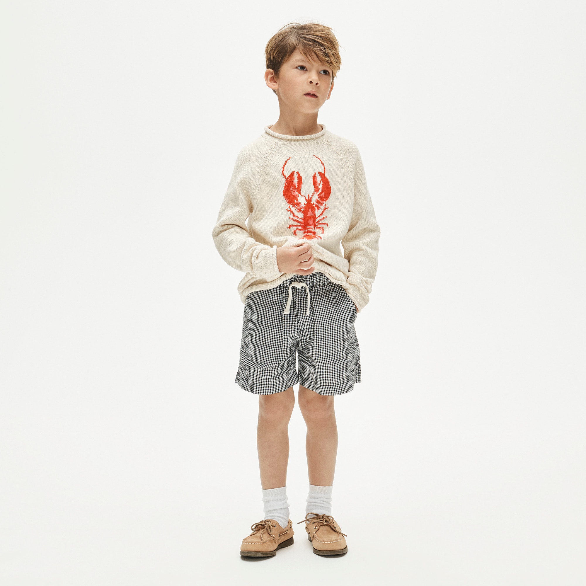 Kids' Linen-blend Pull-on Short In Gingham For Boys | J.Crew