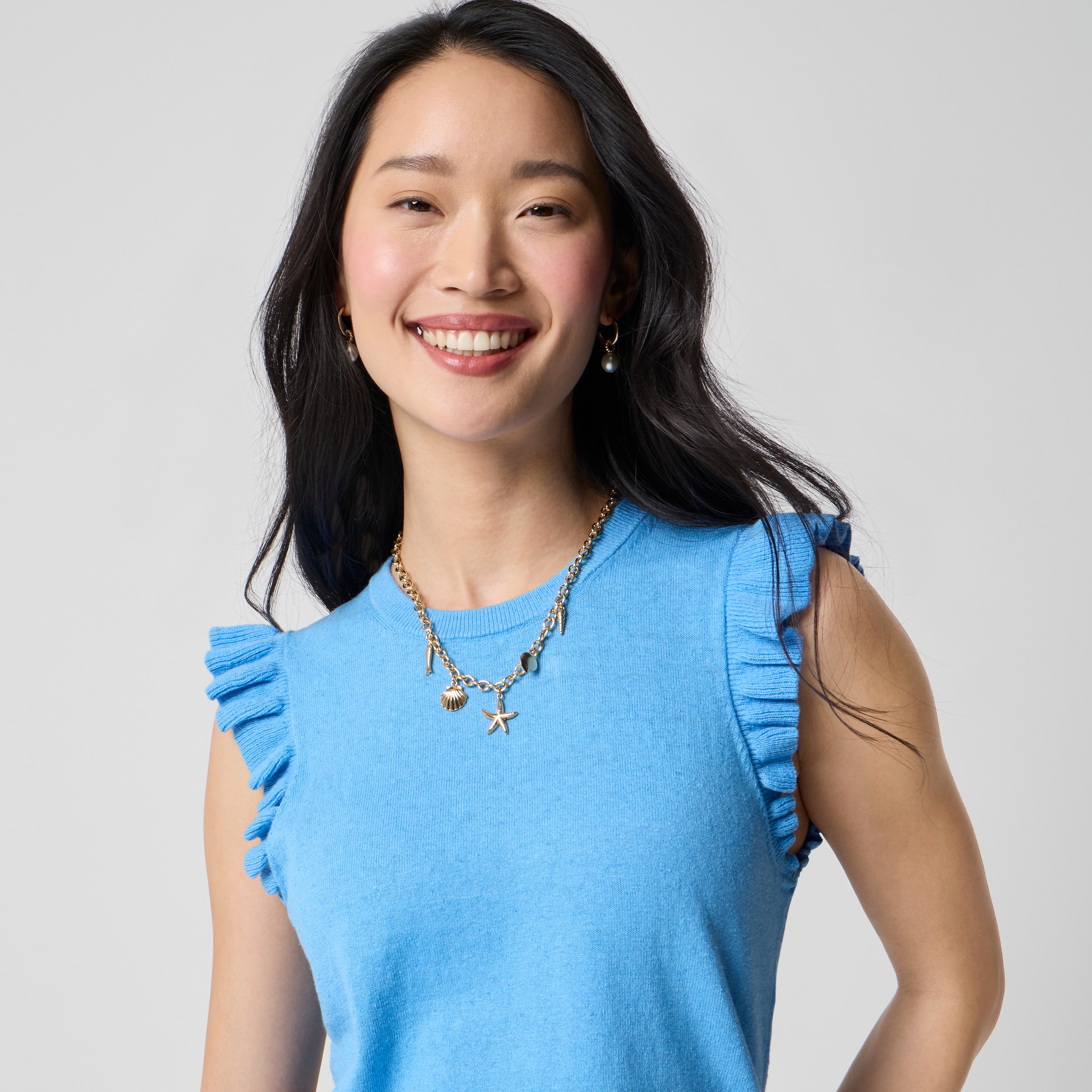 Ruffle-sleeve sweater shell - image 2