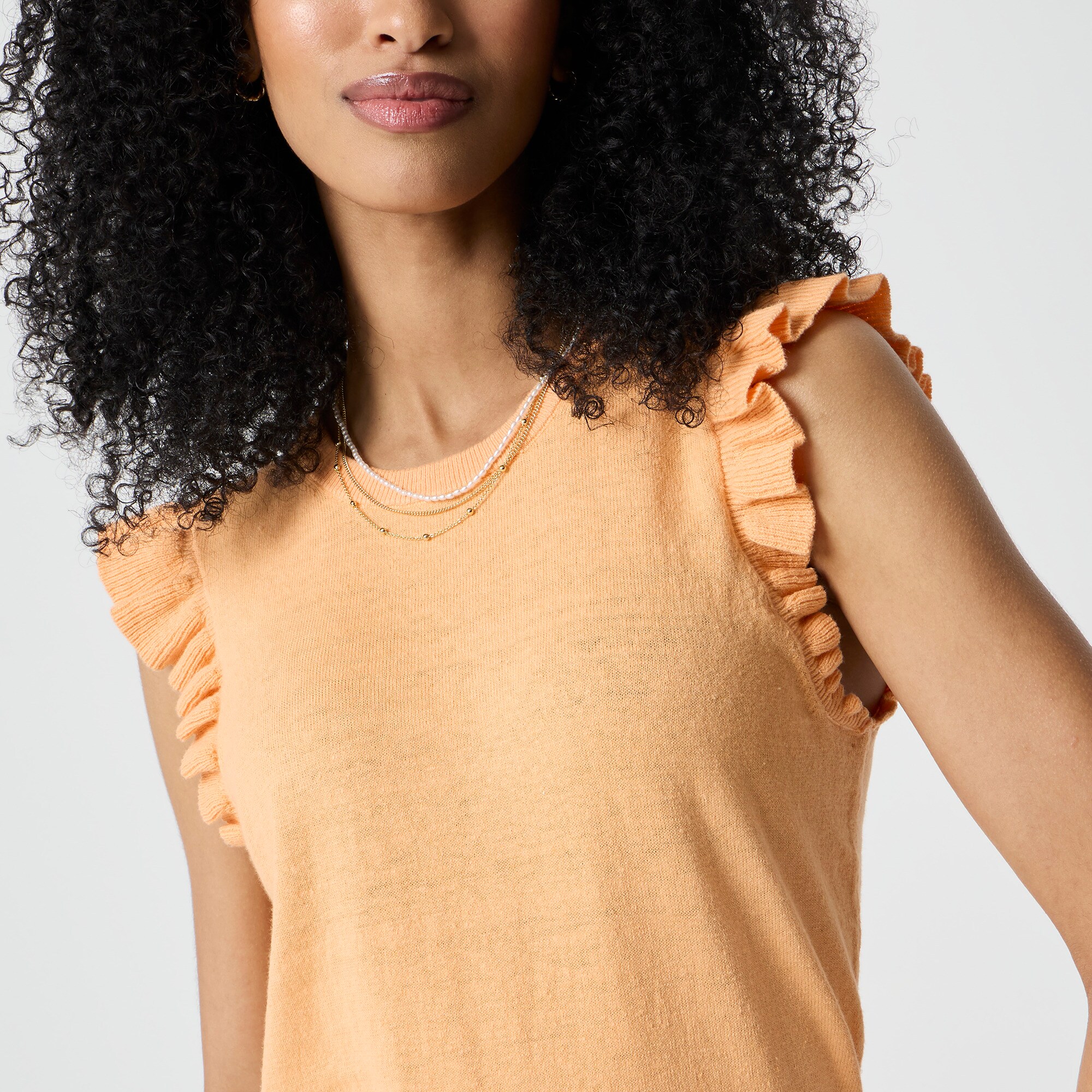Ruffle-sleeve sweater shell
