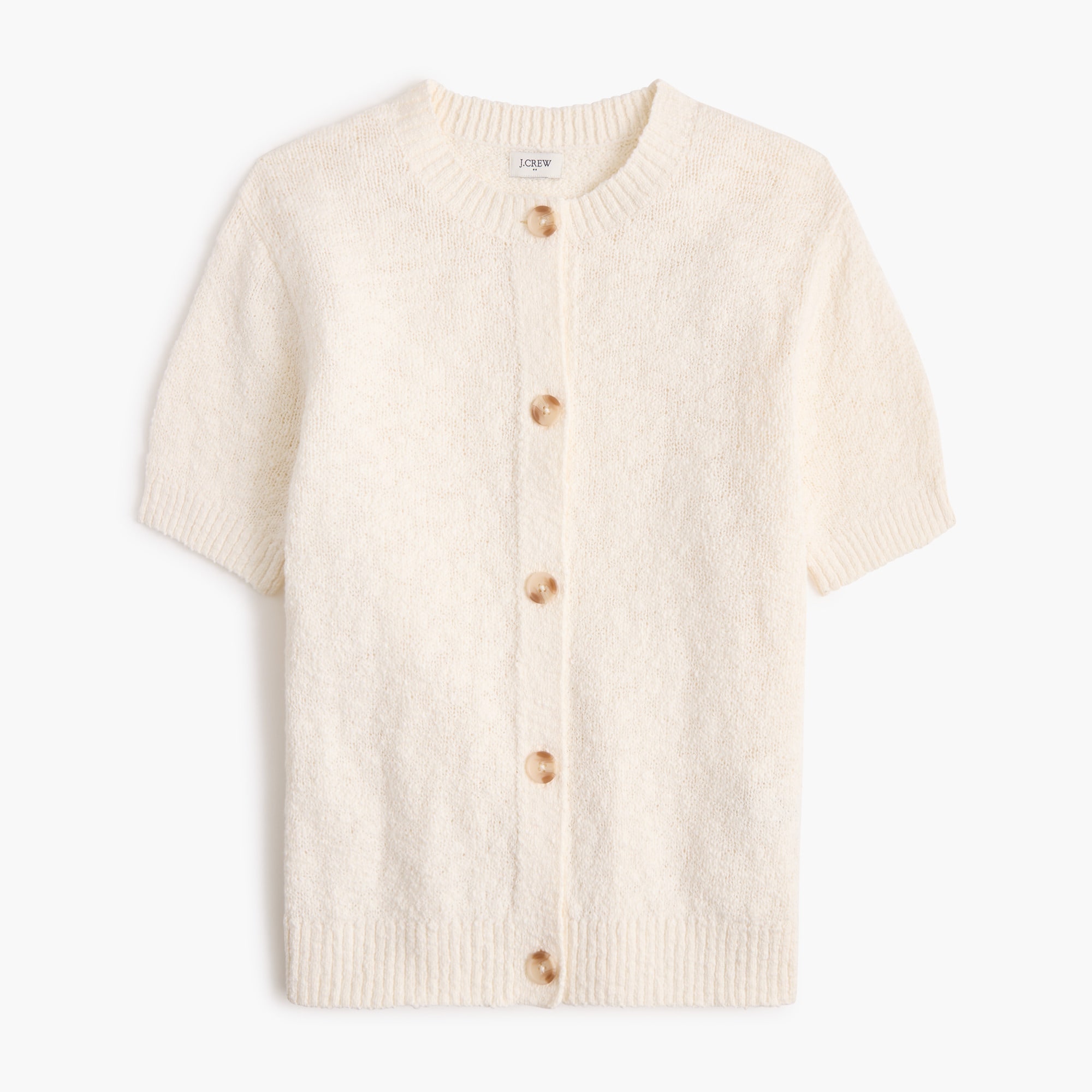 Short-sleeve slub cardigan sweater