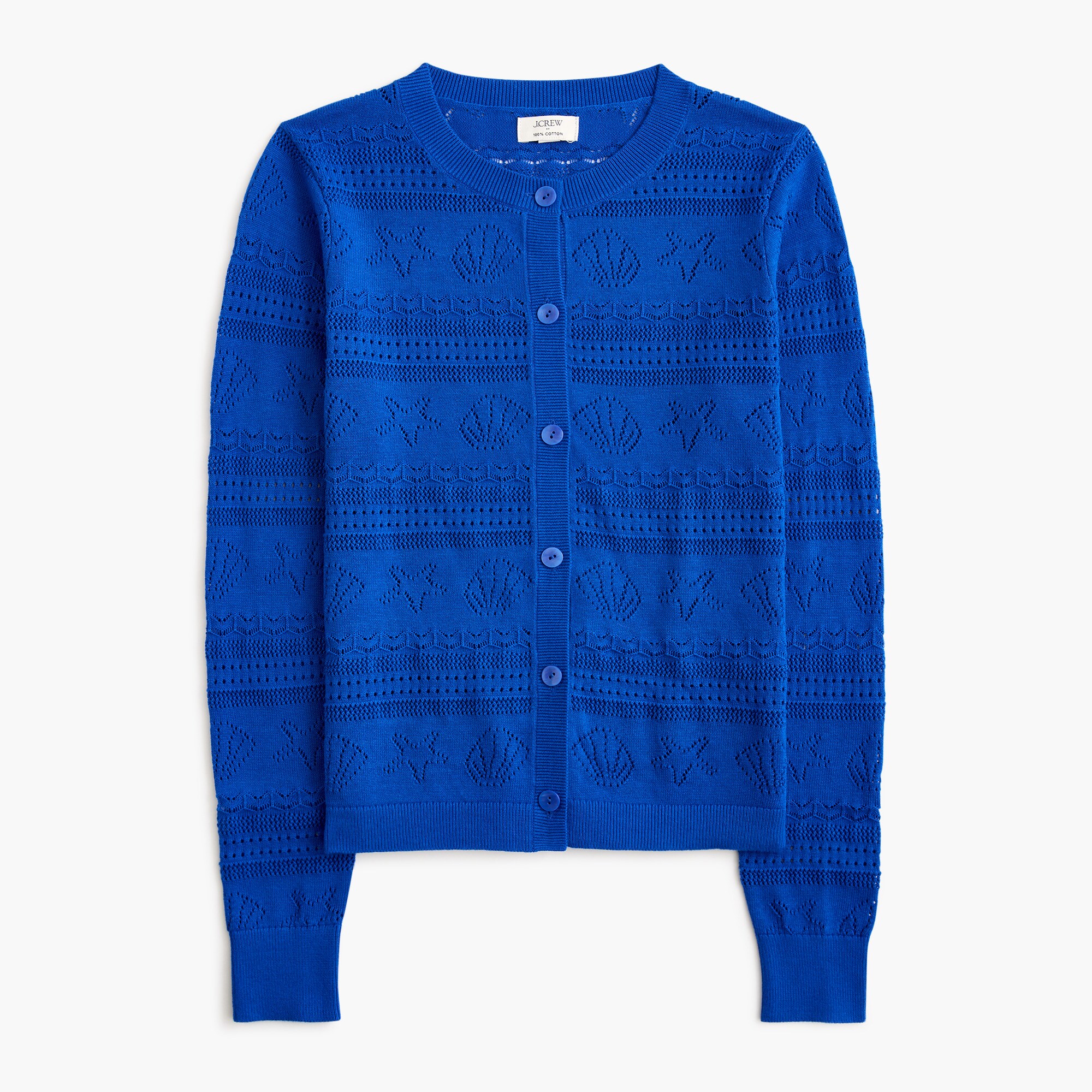 Seashell pointelle cardigan sweater