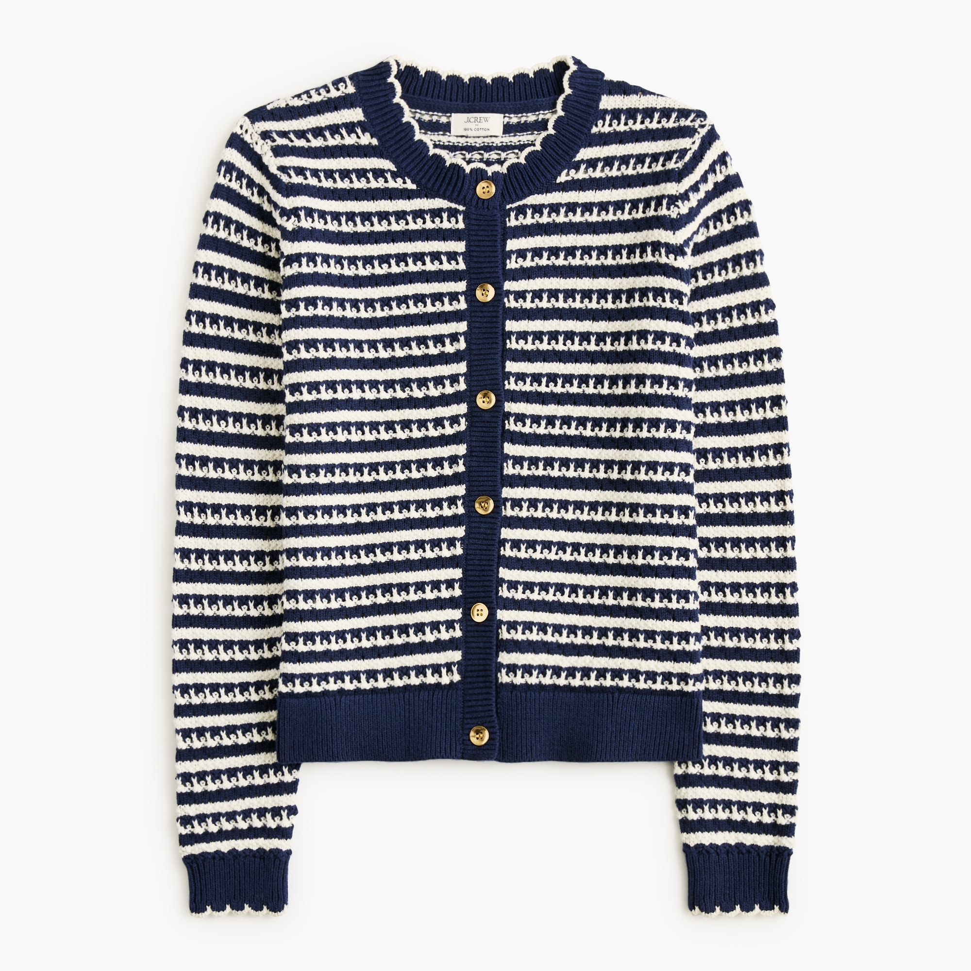 Pointelle cardigan sweater
