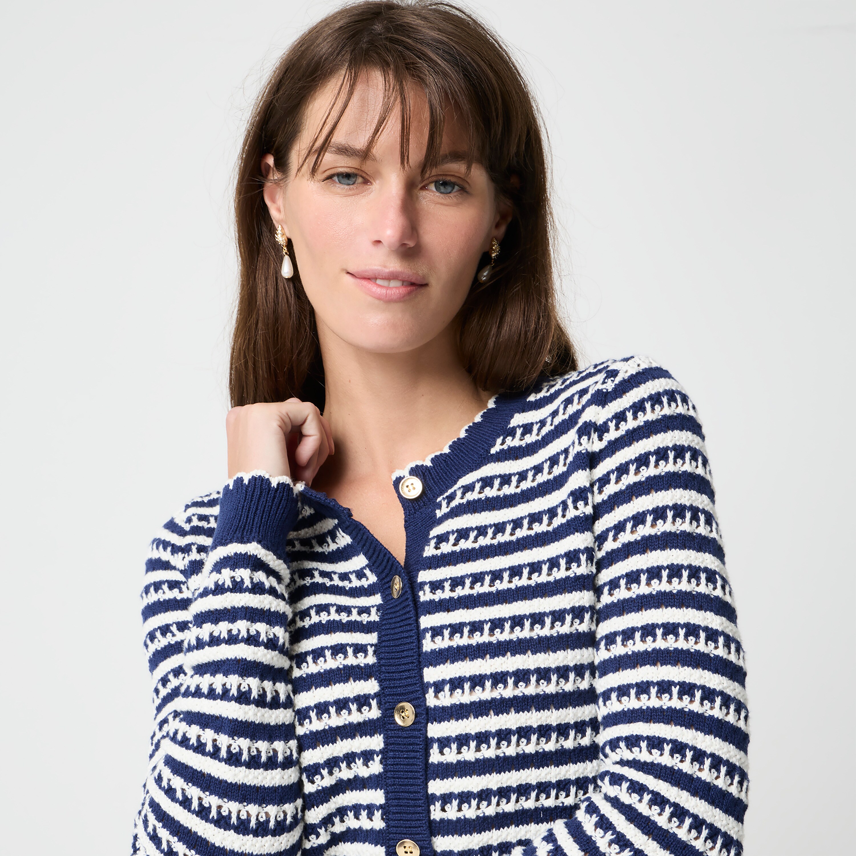 Pointelle cardigan sweater