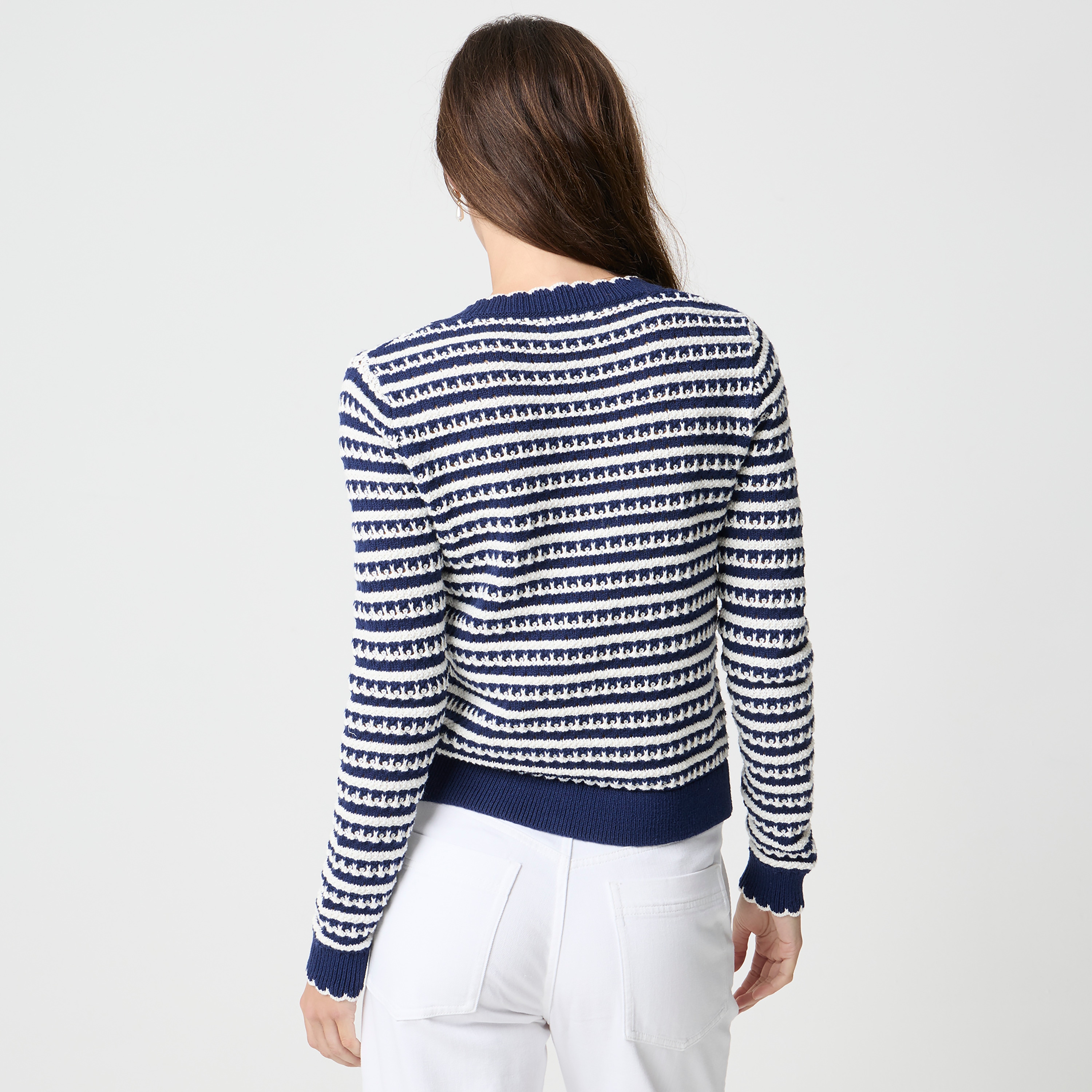 Pointelle cardigan sweater