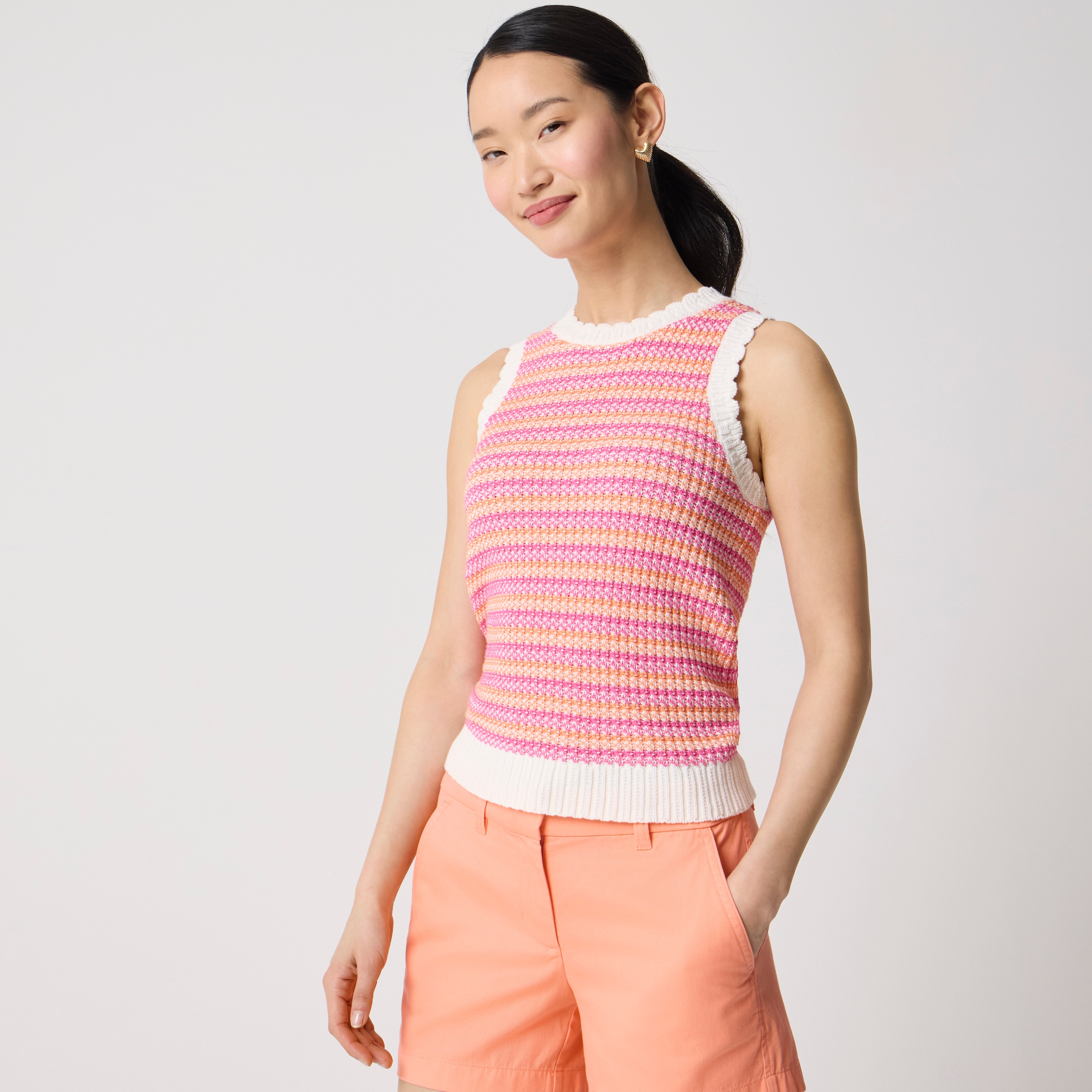 Textured-stitch Striped Tank Top For Women | Factory
