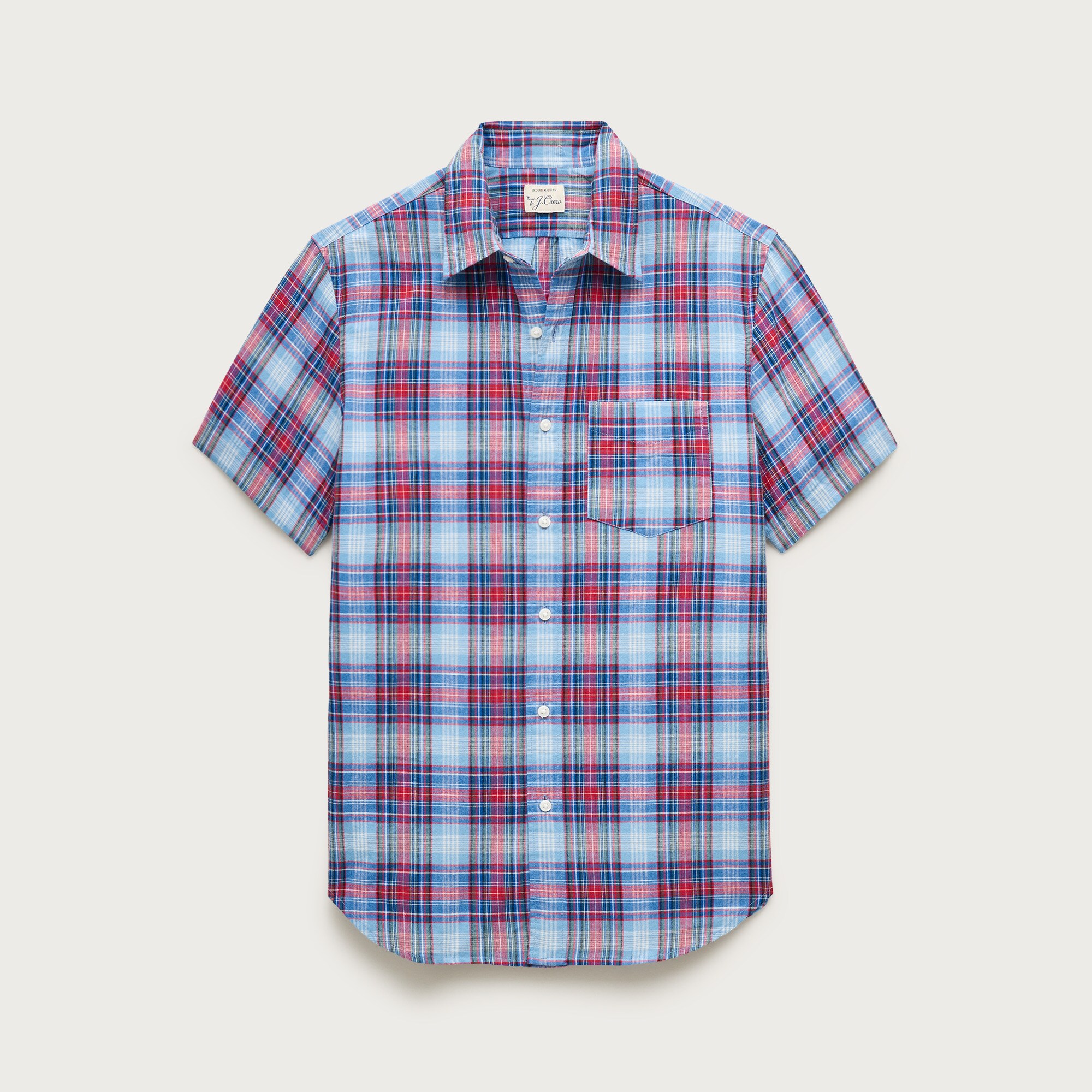Short-sleeve shirt in Indian madras plaid