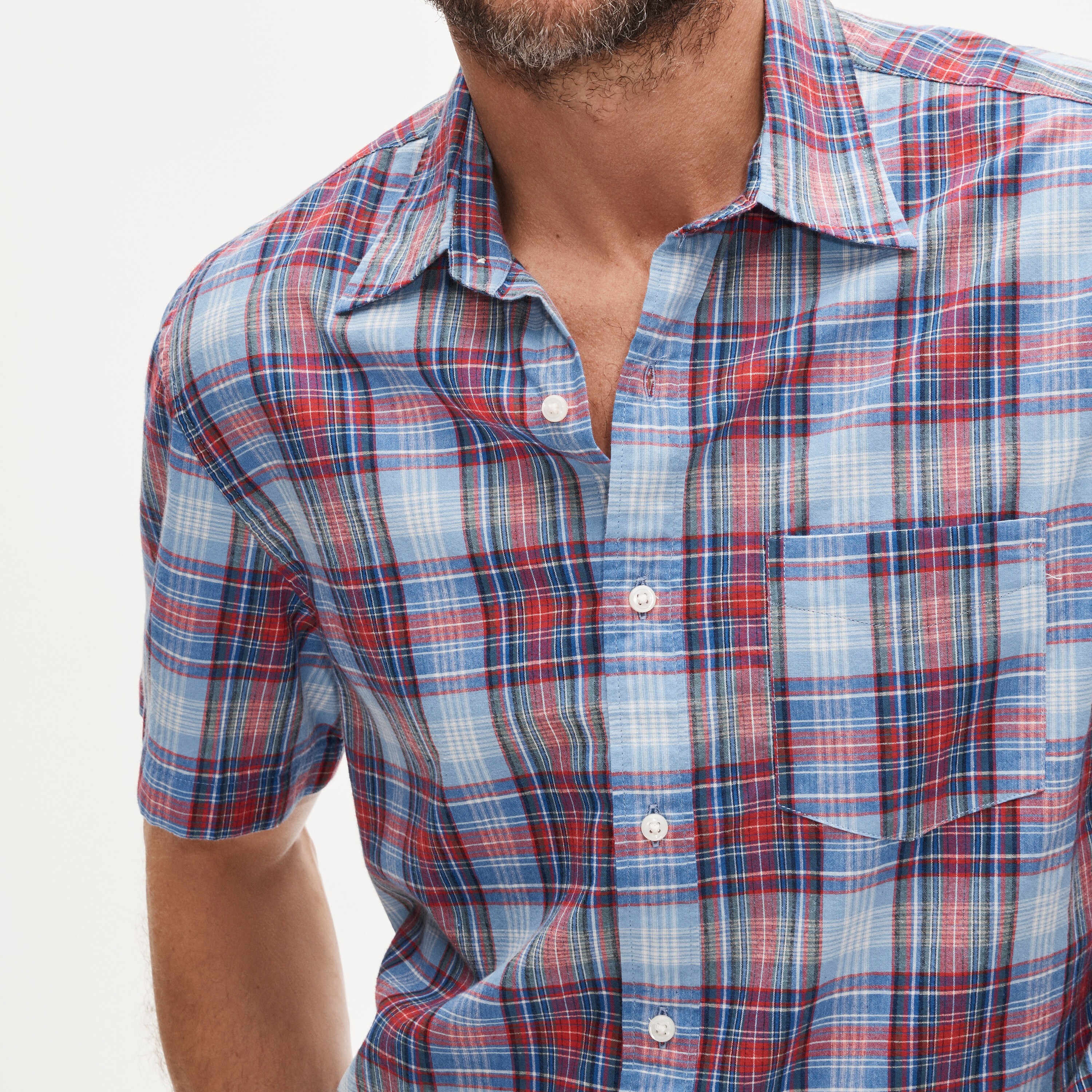 Short-sleeve shirt in Indian madras plaid