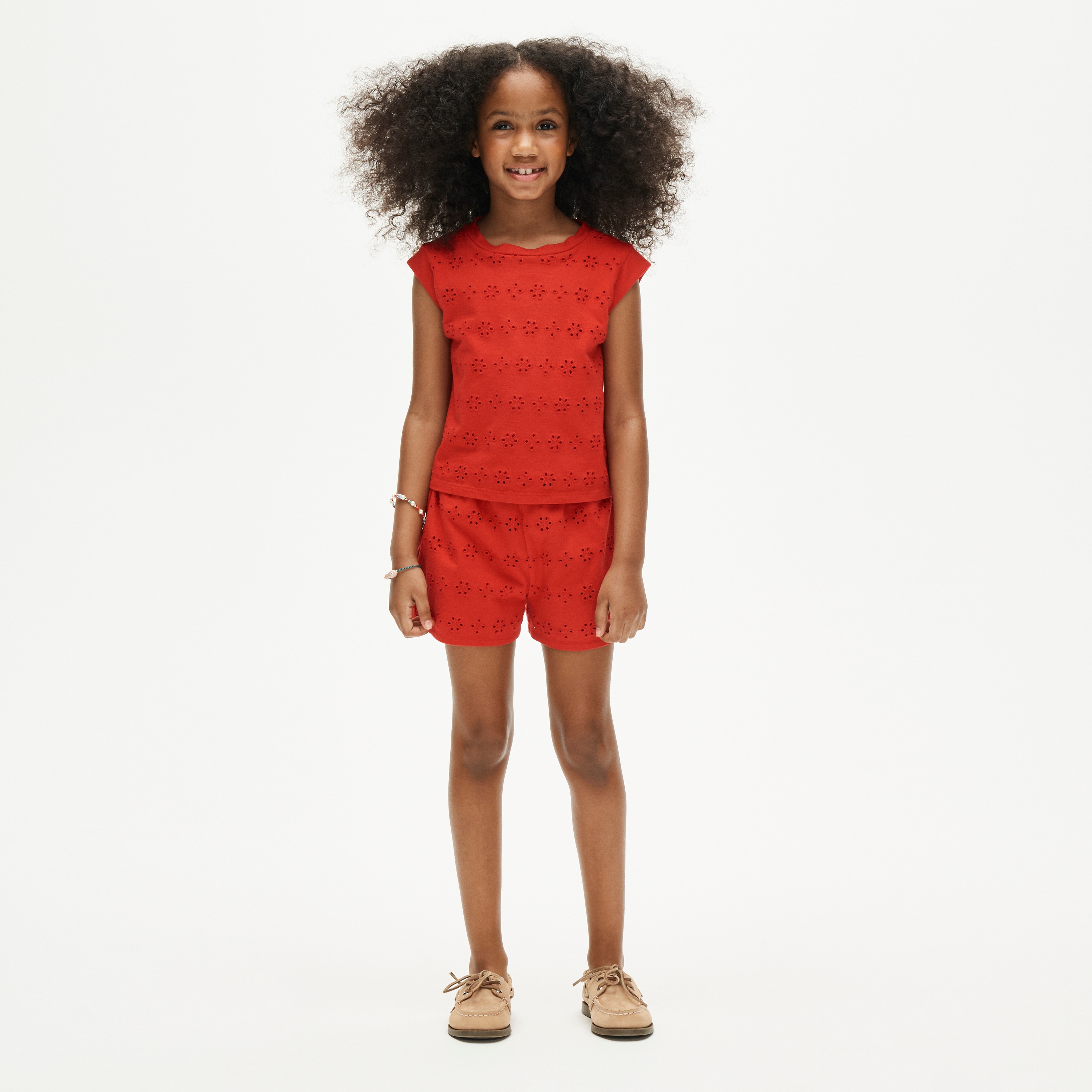 Girls' knit short in eyelet