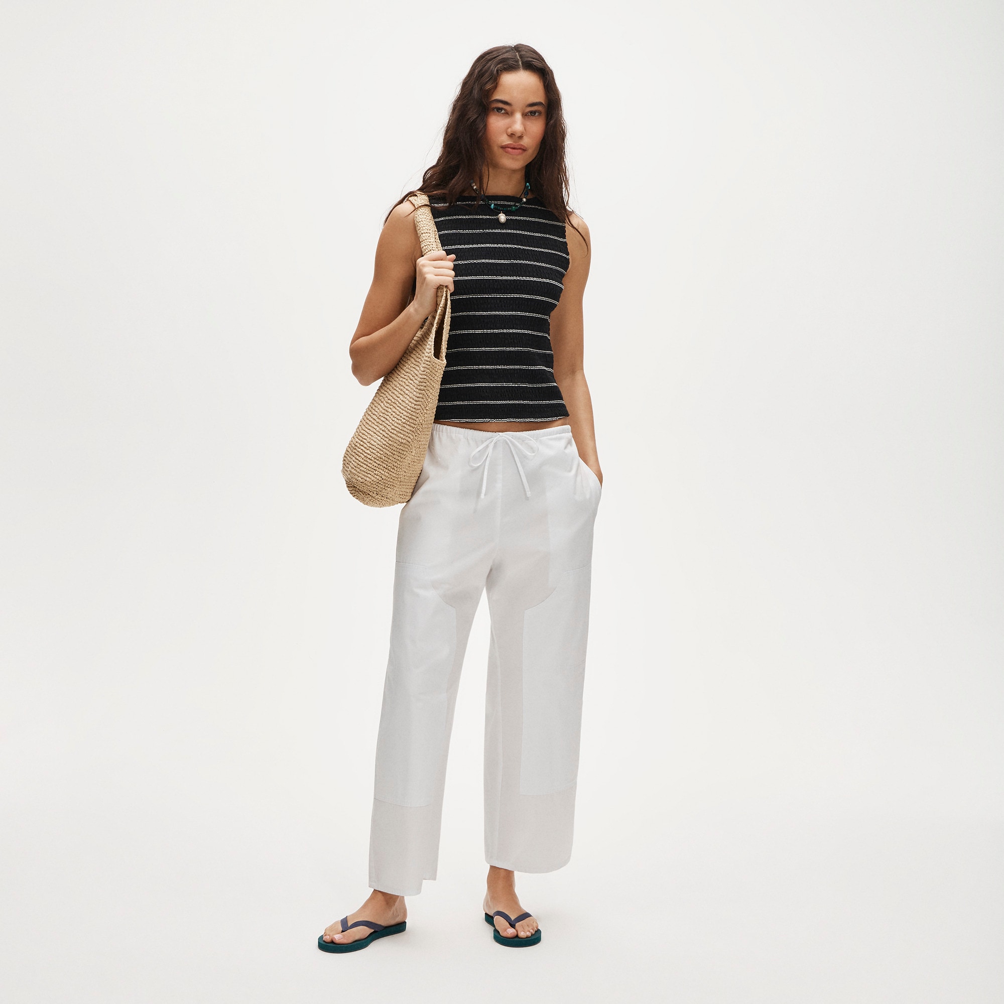 Smocked shell tank top in stripe - image 3