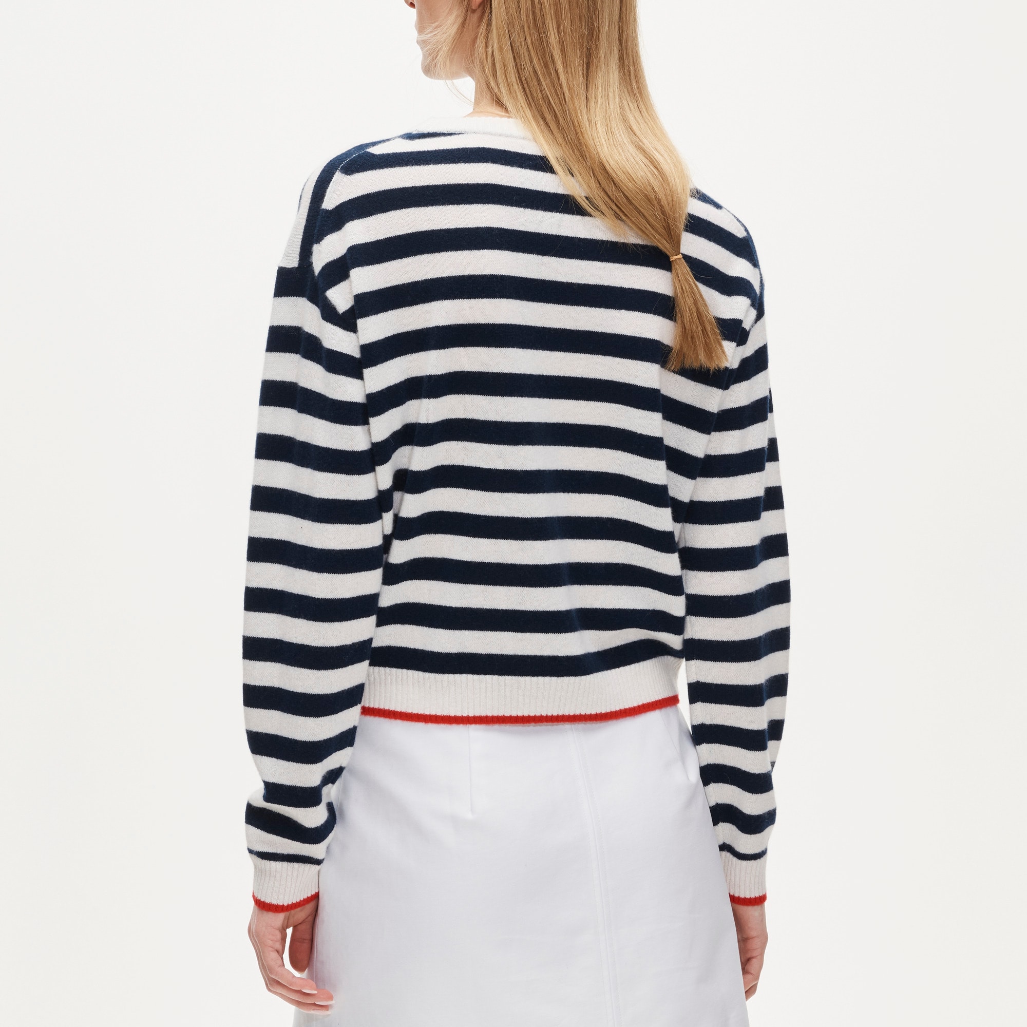 Perfect cashmere crewneck in mariner stripe - image 5
