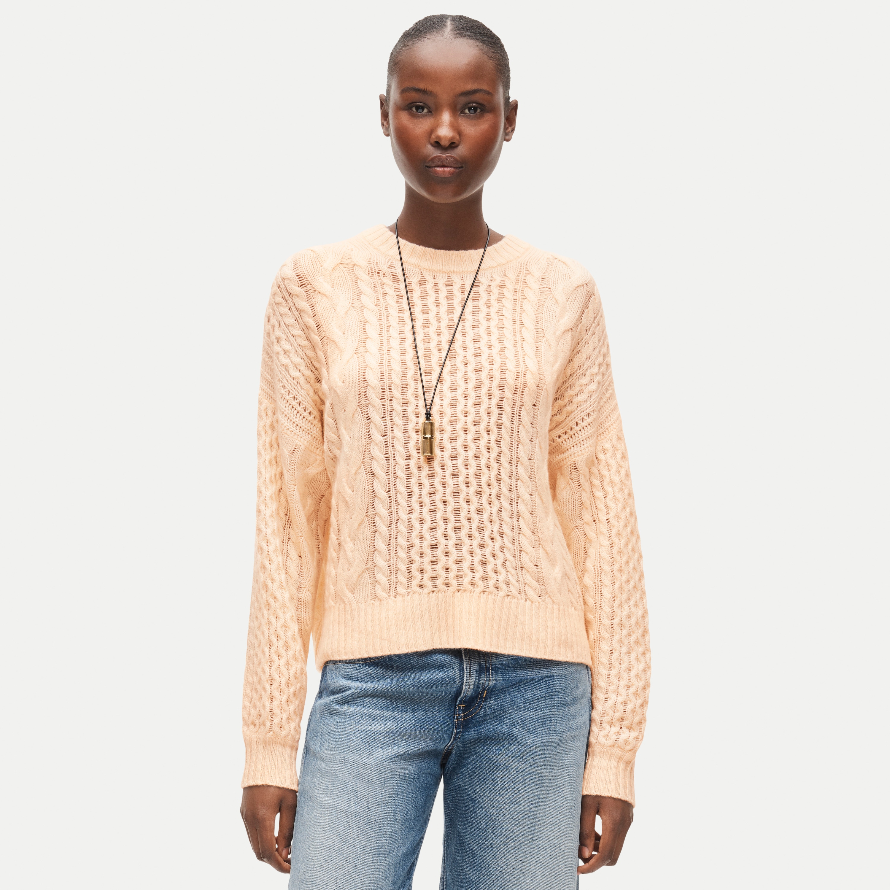 Cashmere Cable-knit Blouson-sleeve Sweater For Women | J.Crew