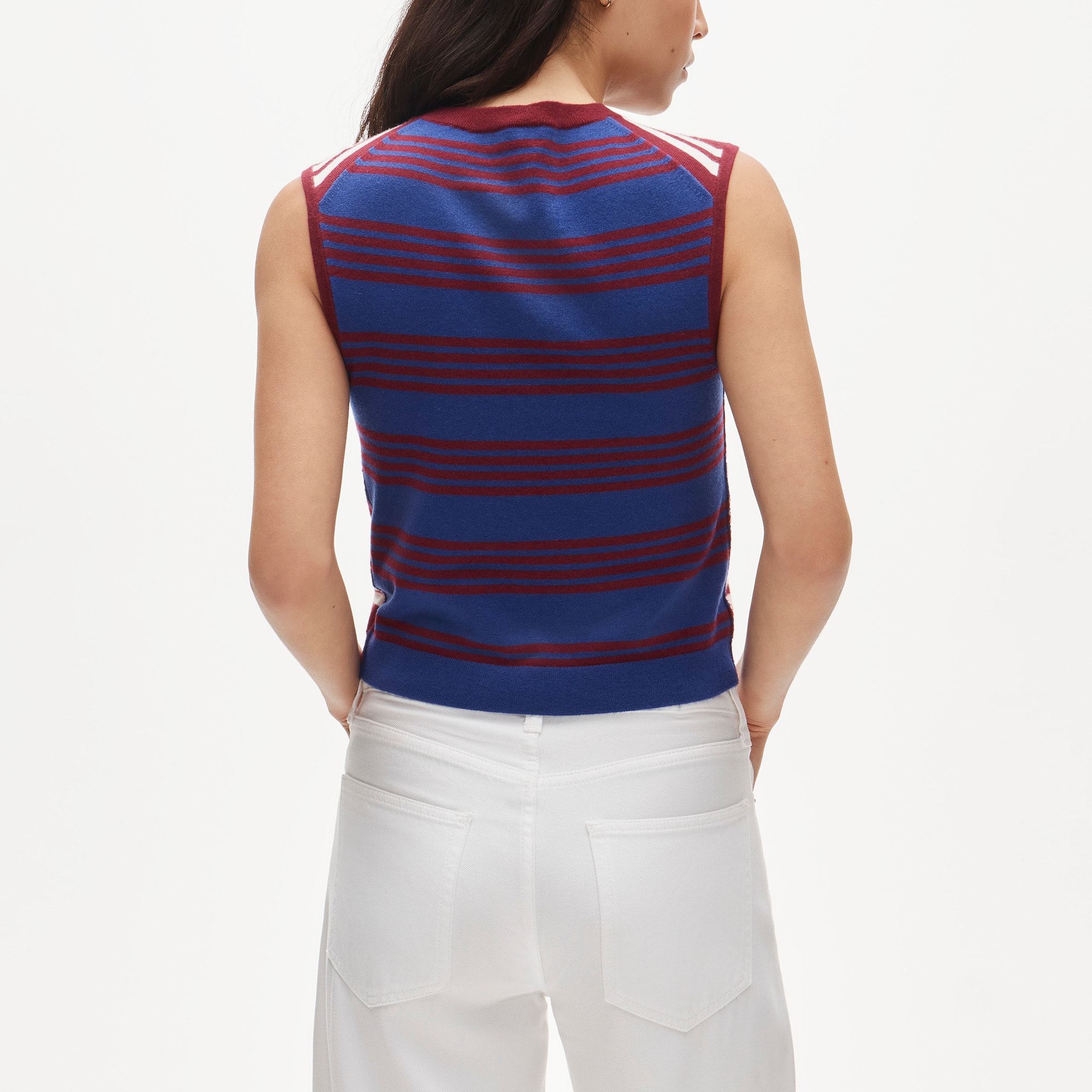 Featherweight cashmere-blend sweater shell in mixed stripe