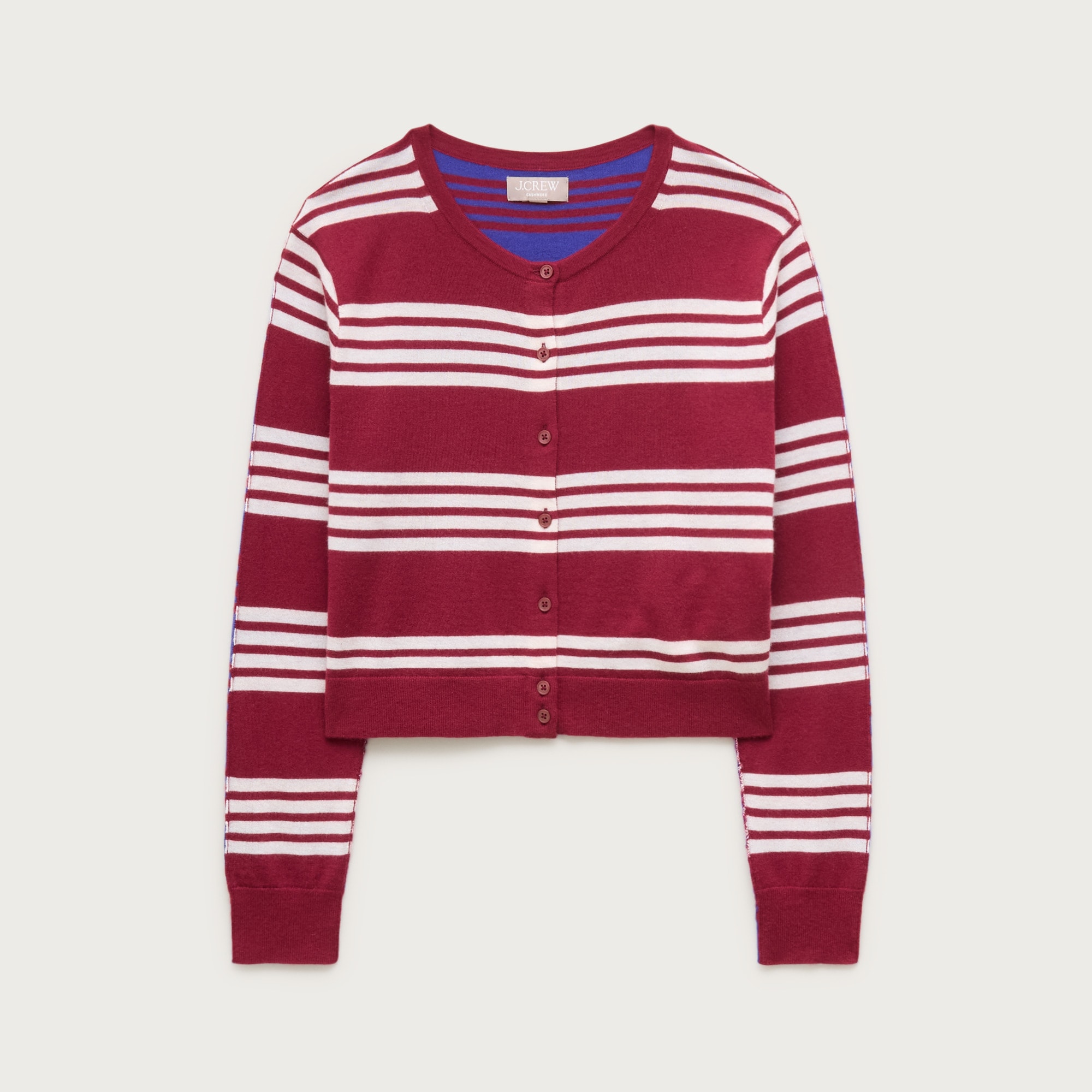 Featherweight cashmere cardigan in mixed stripe