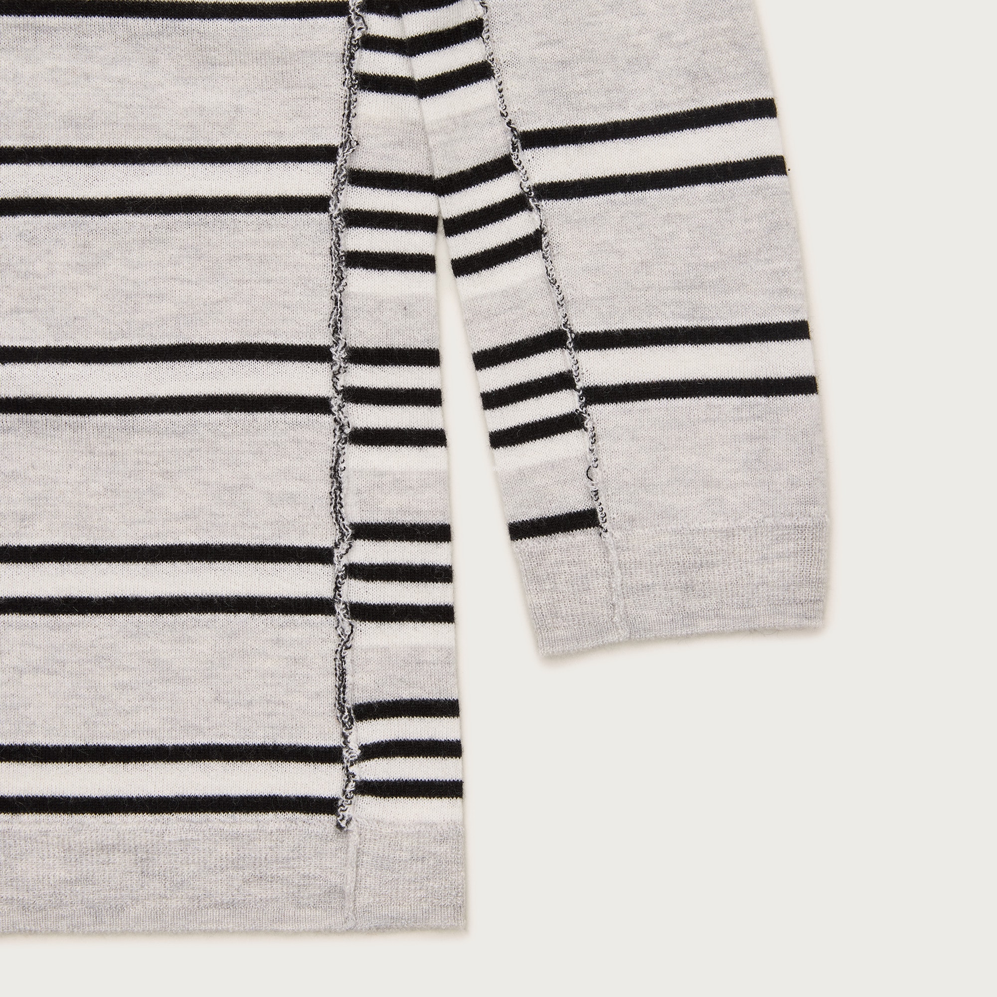 Featherweight cashmere collared cardigan in mixed stripe