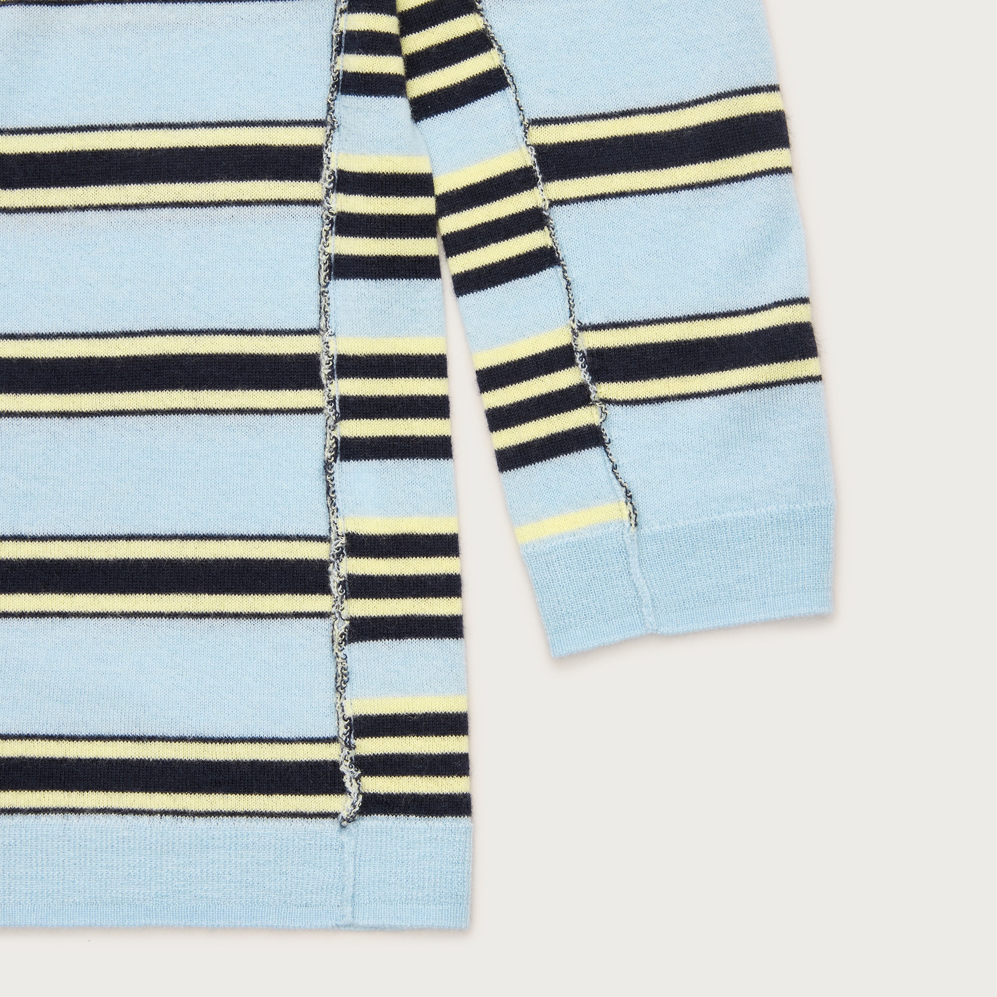 Featherweight cashmere collared cardigan in mixed stripe