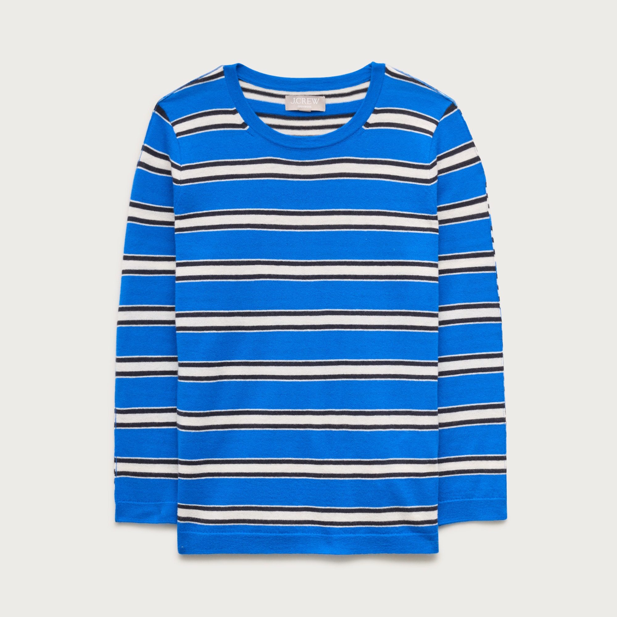 Featherweight cashmere crewneck in mixed stripe