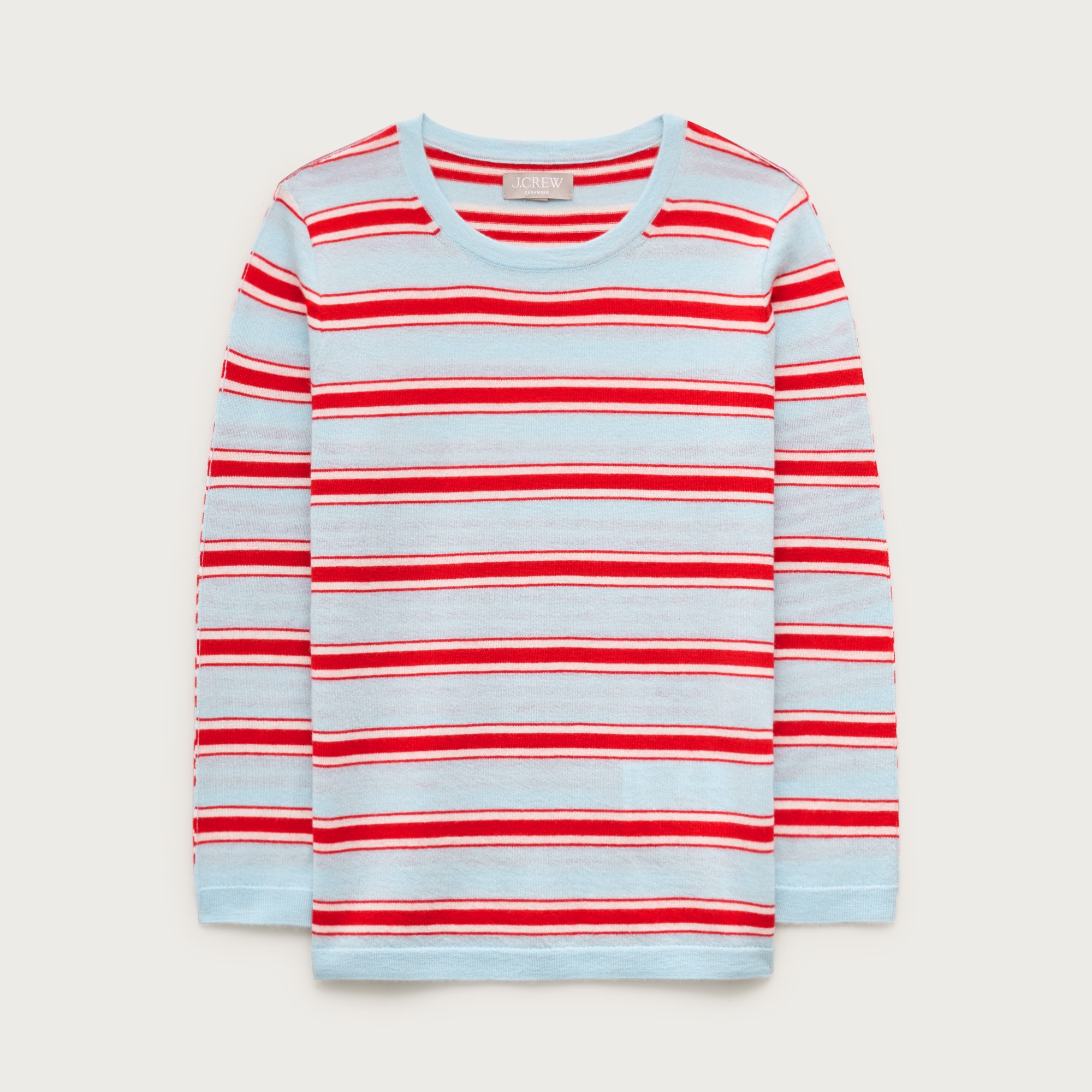 Featherweight cashmere crewneck in mixed stripe