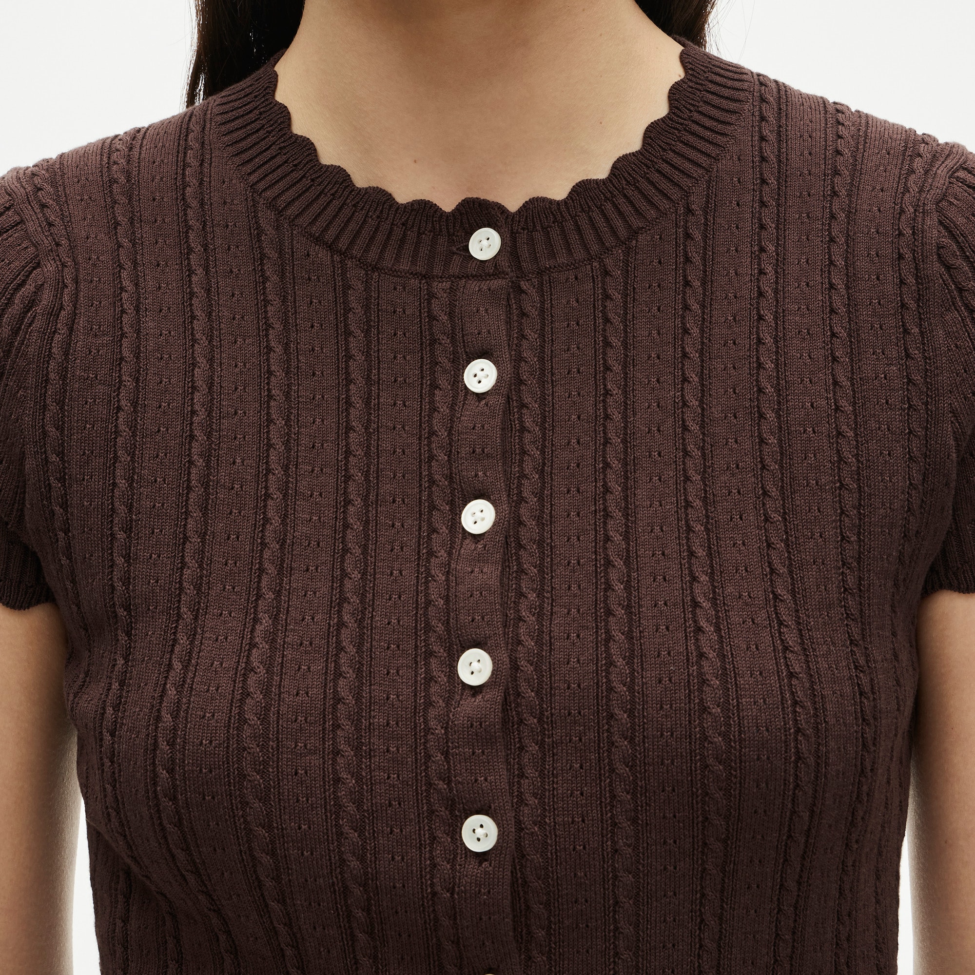 Jackie pointelle short-sleeve cardigan - image 4