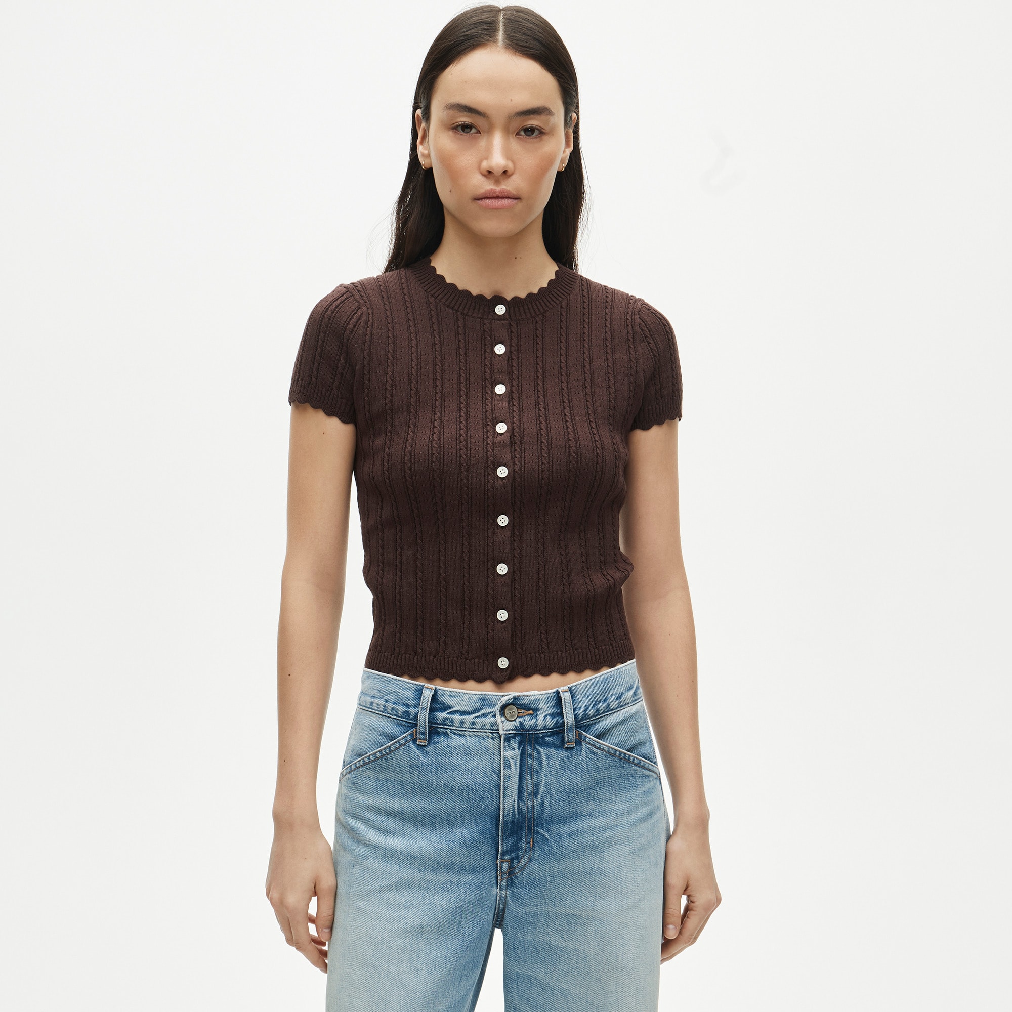 Jackie pointelle short-sleeve cardigan - image 2