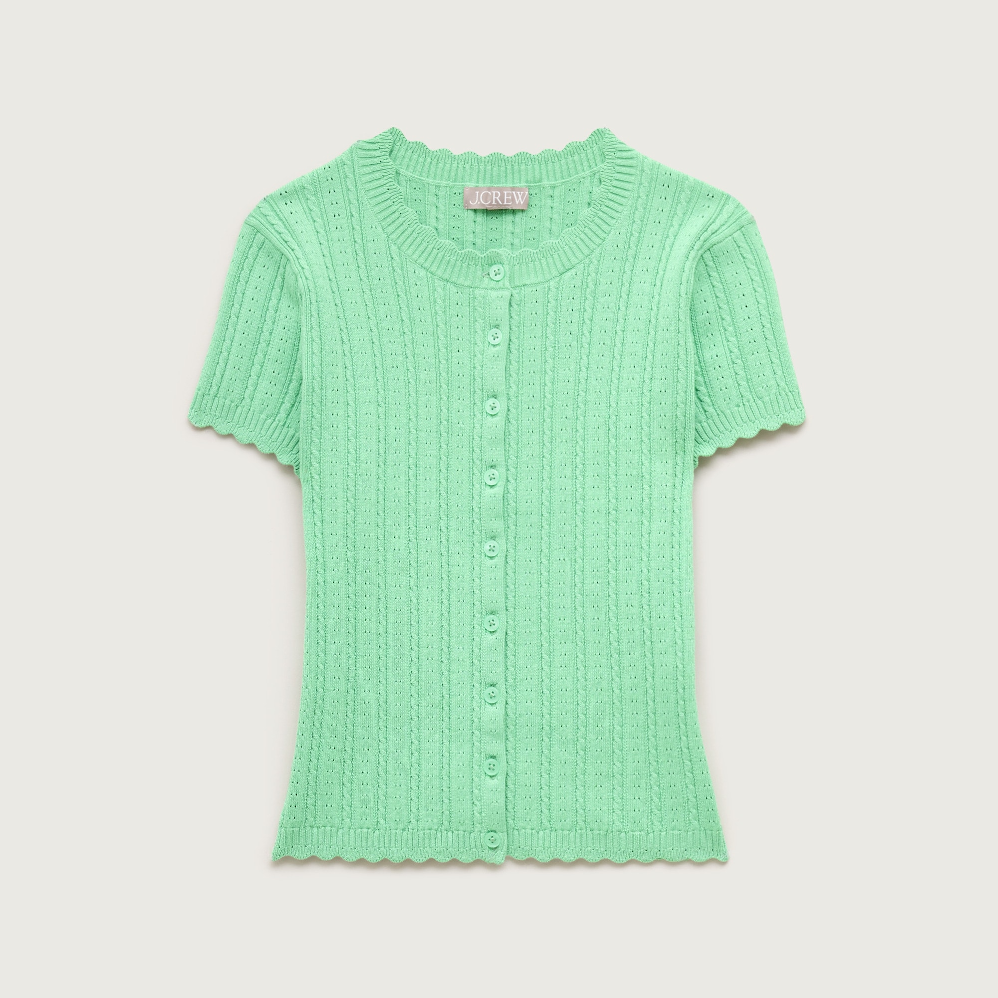 Jackie pointelle short-sleeve cardigan
