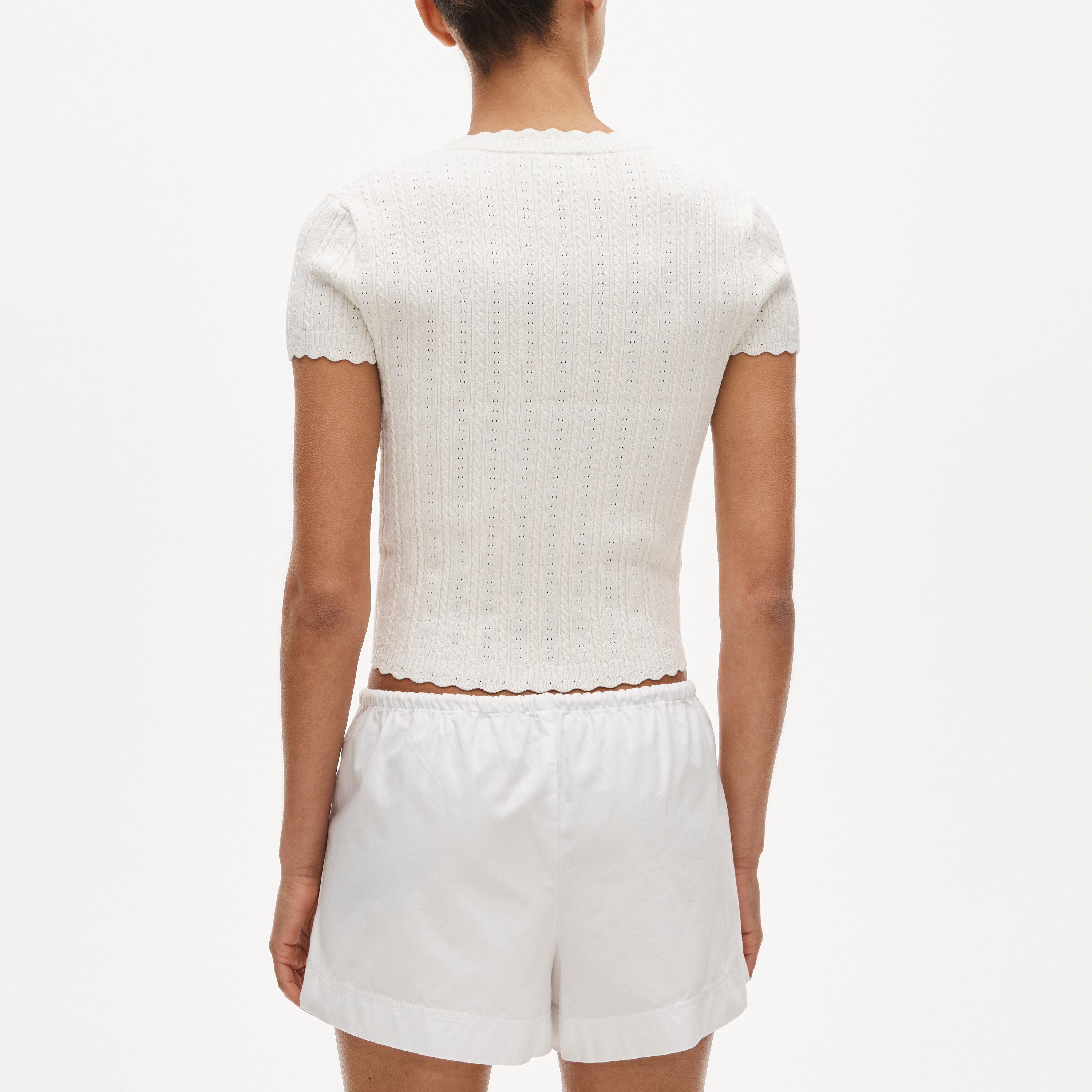Jackie pointelle short-sleeve cardigan