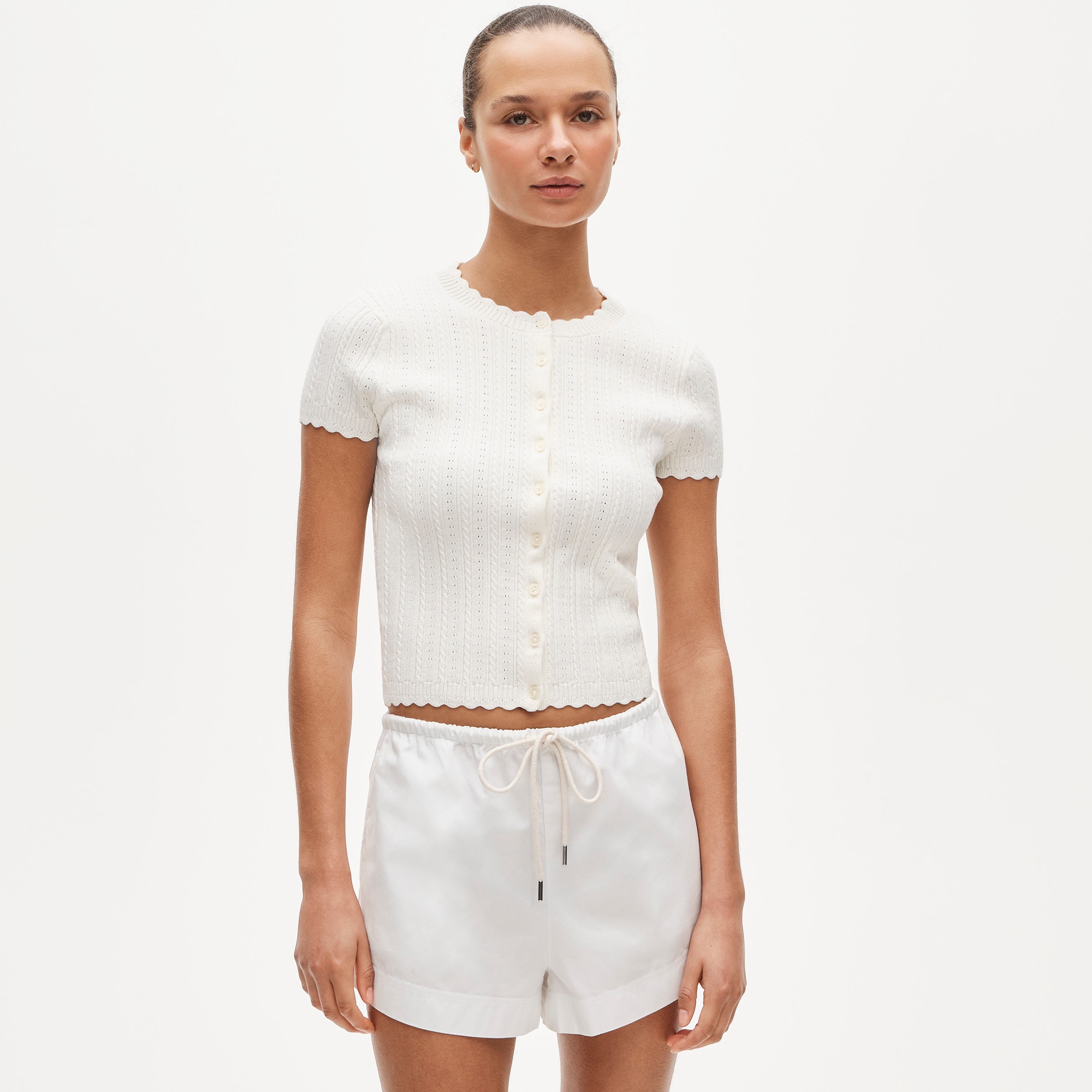Jackie pointelle short-sleeve cardigan