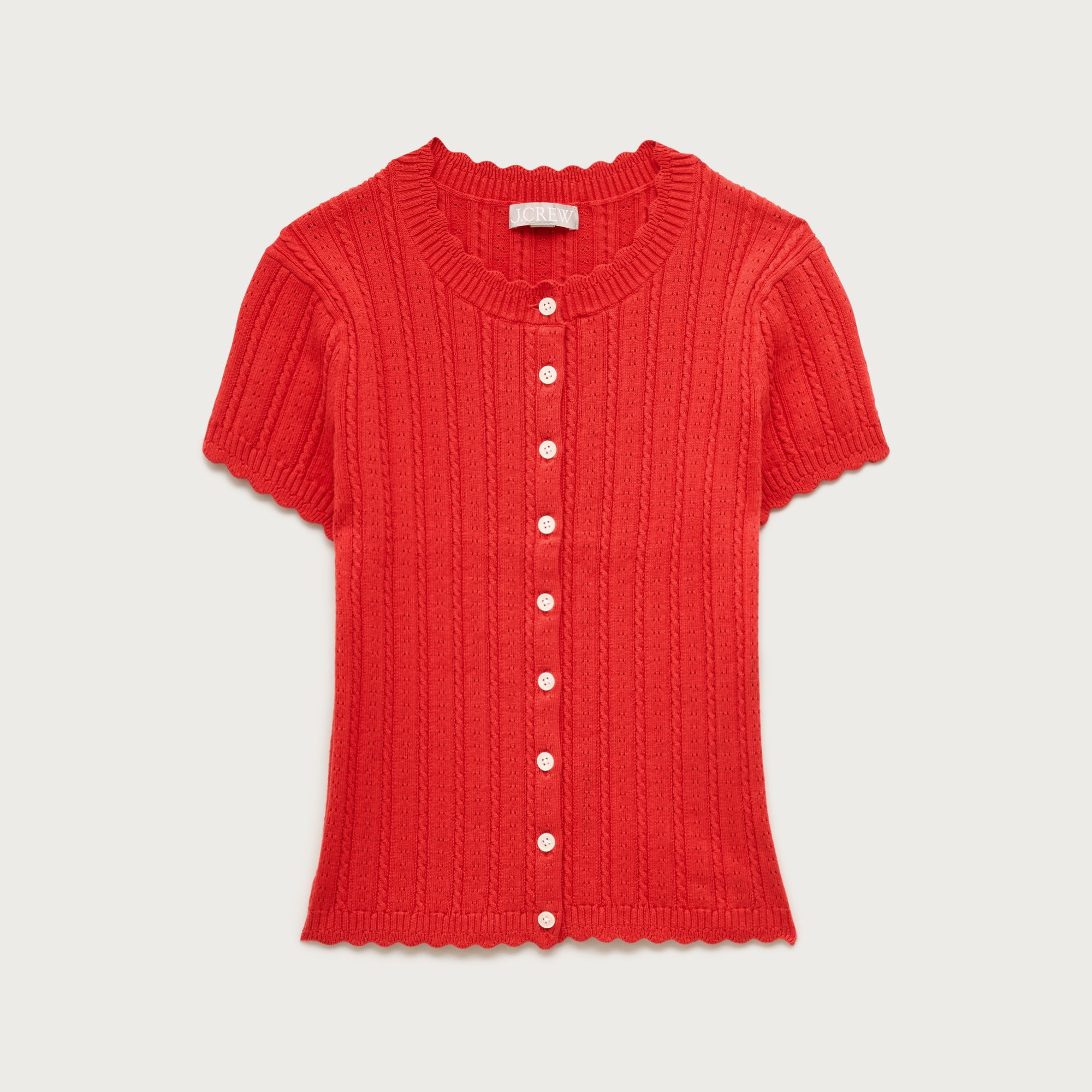Jackie pointelle short-sleeve cardigan